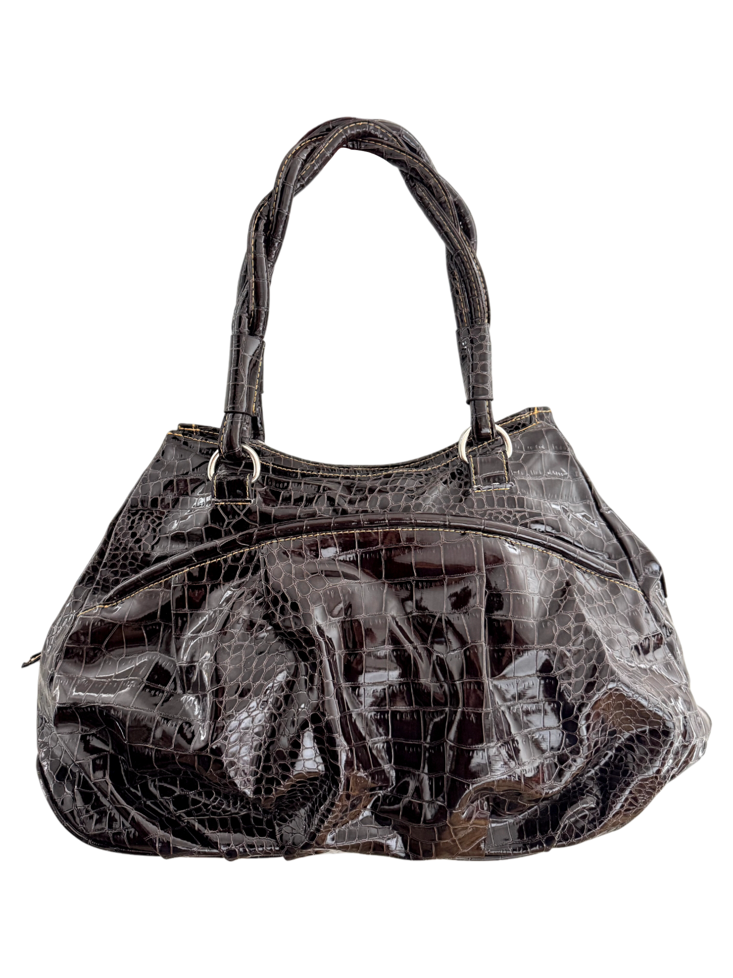 Vintage Dark Gloss Croc Tote