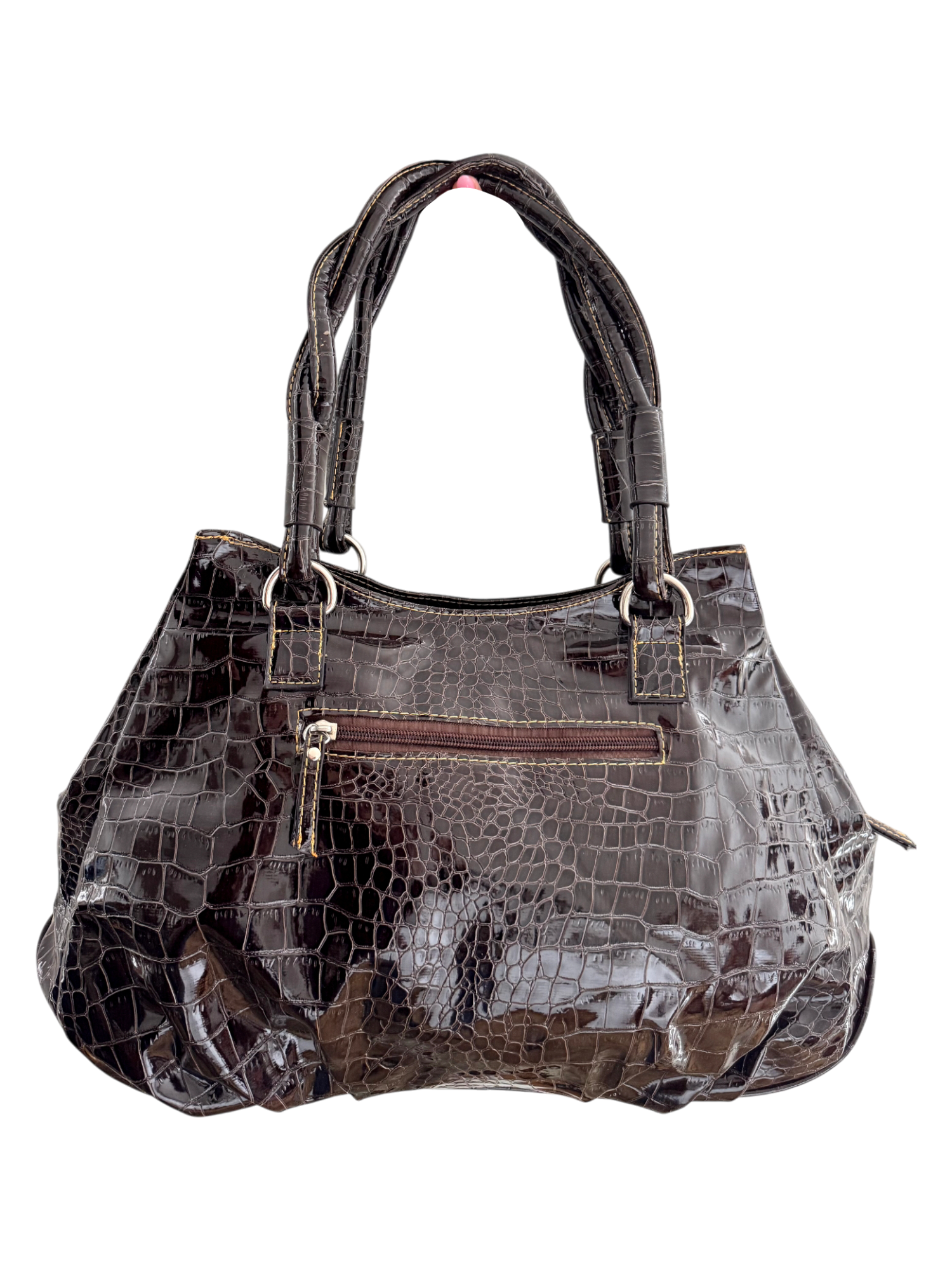 Vintage Dark Gloss Croc Tote