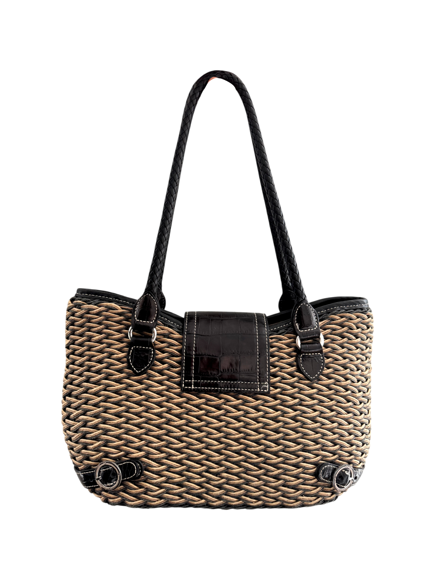 Vintage 90s Woven Buckle Tote