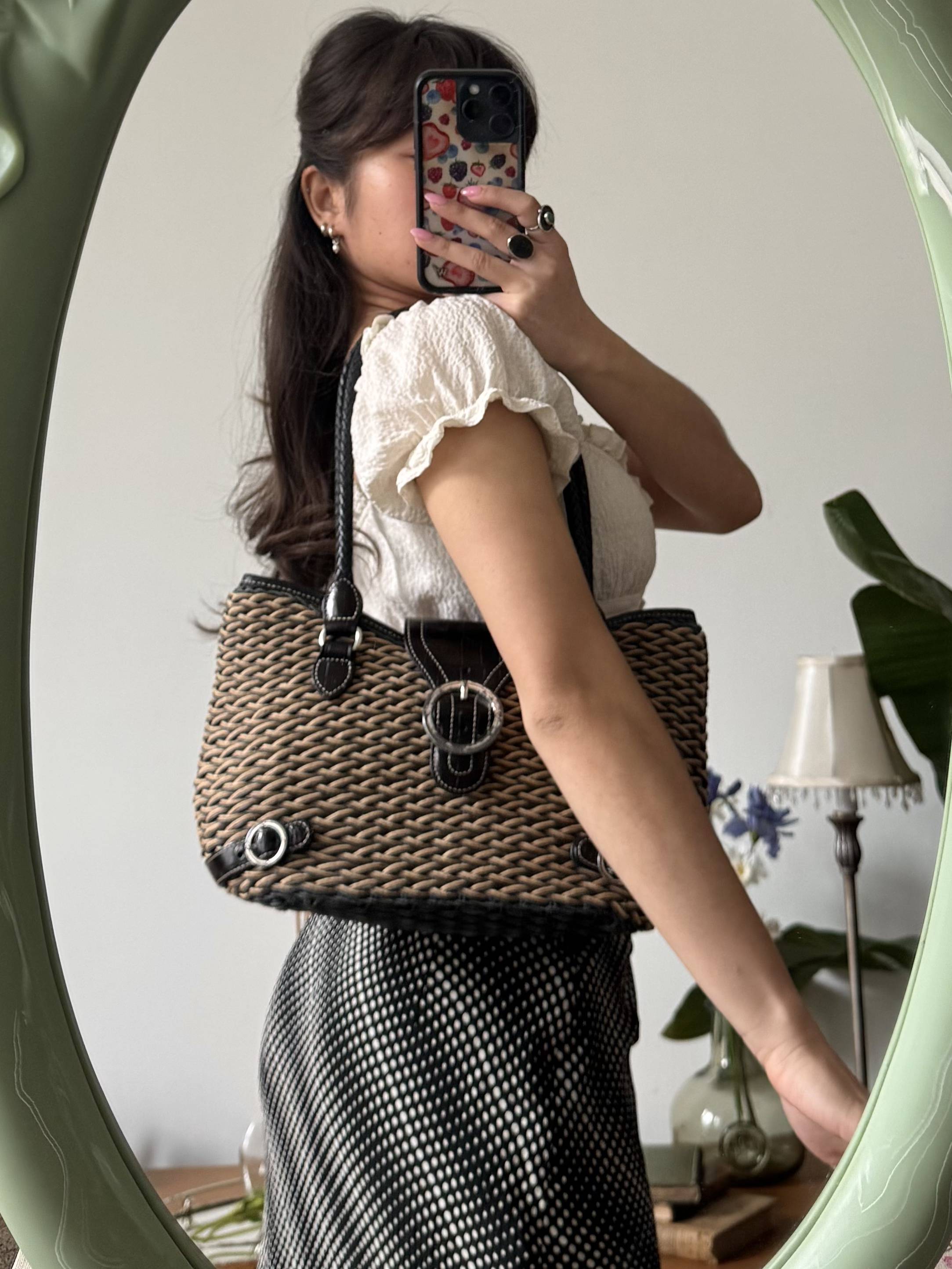 Vintage 90s Woven Buckle Tote