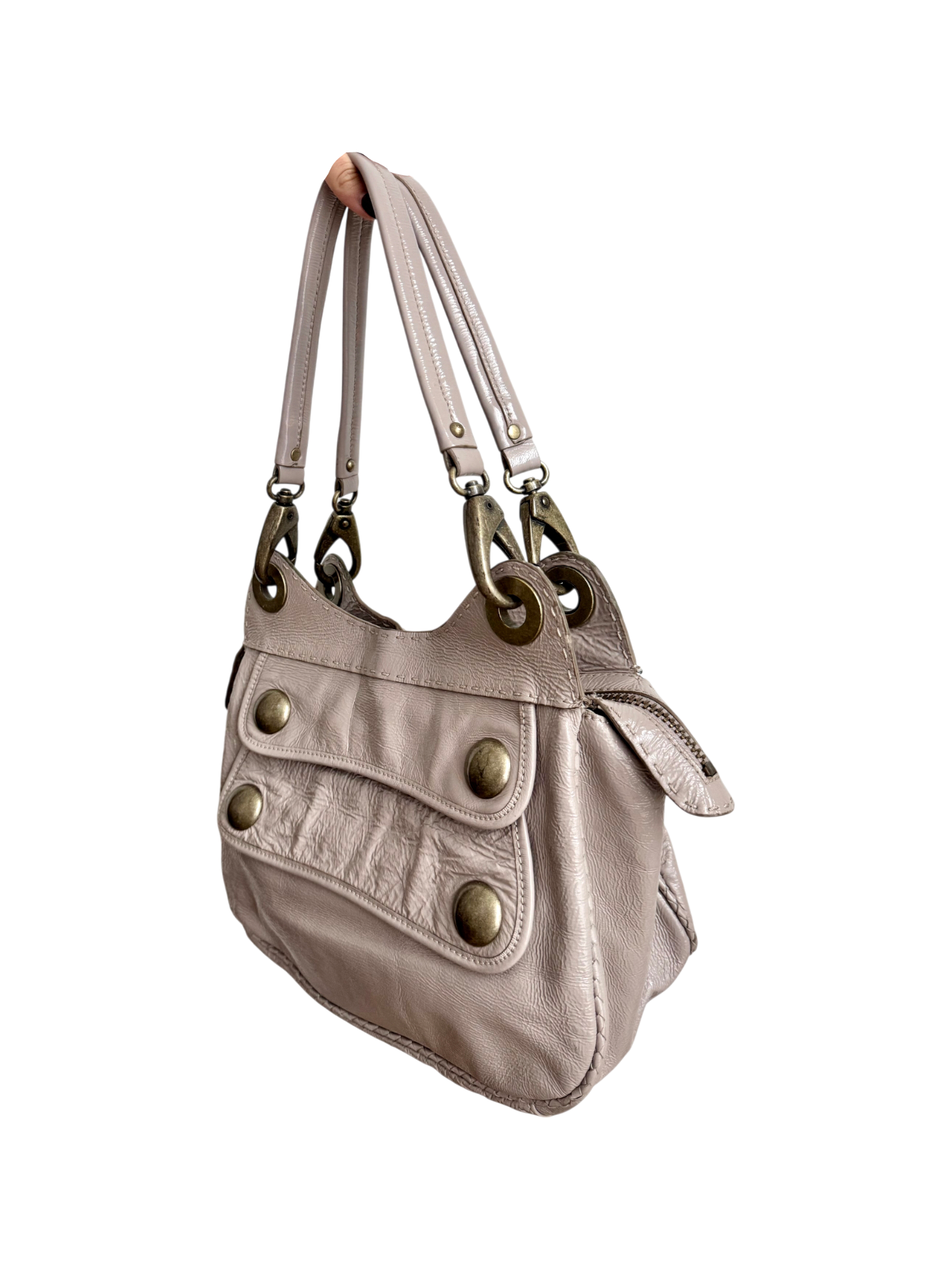 Vintage Y2K Studded Taupe Shoulder Purse (M)