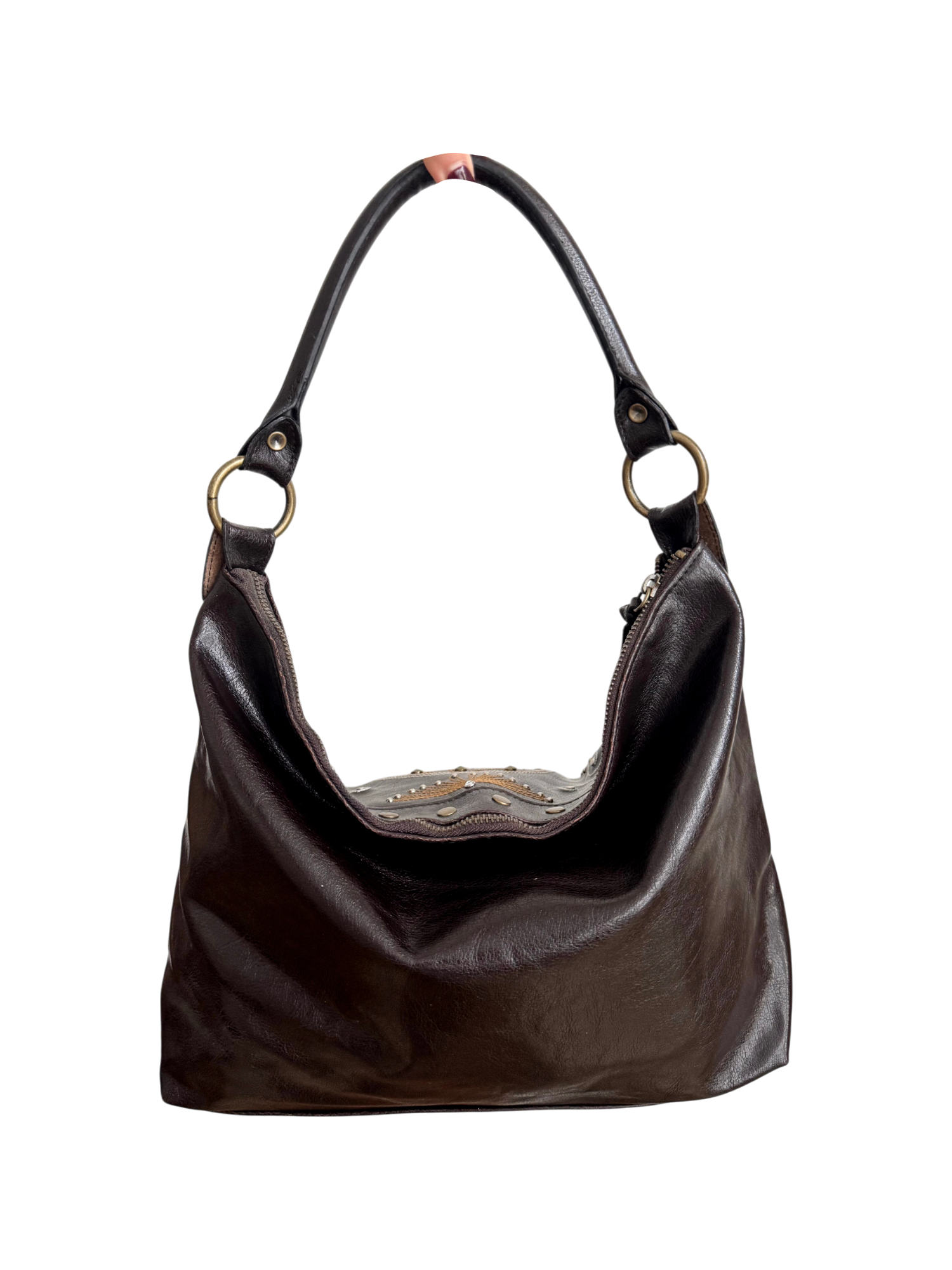 Vintage Y2K Embroidered Studded Hobo Bag