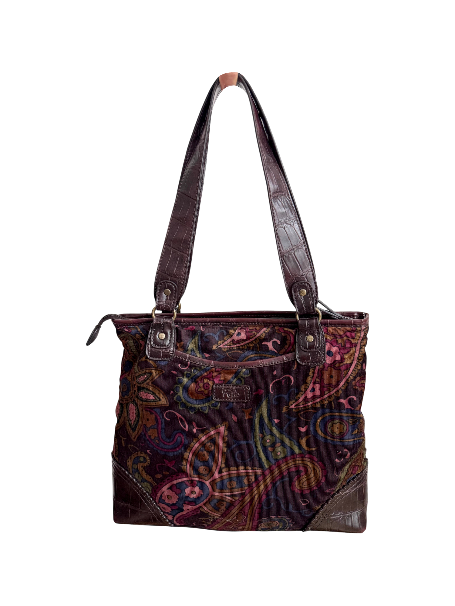 Vintage 70s Paisley Corduroy Shoulder Tote