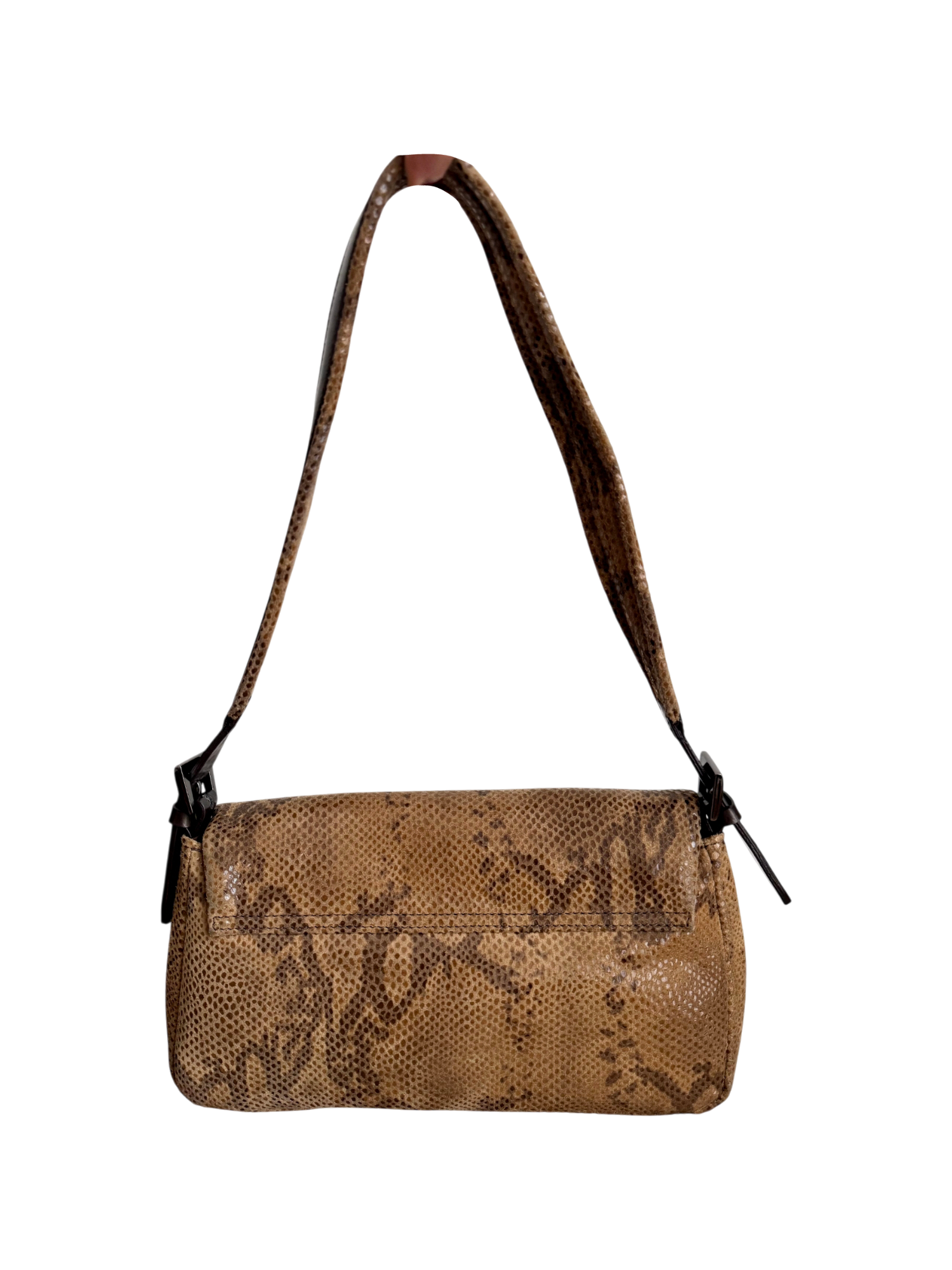 Vintage Y2K Tan Snakeskin Leather Baguette Bag