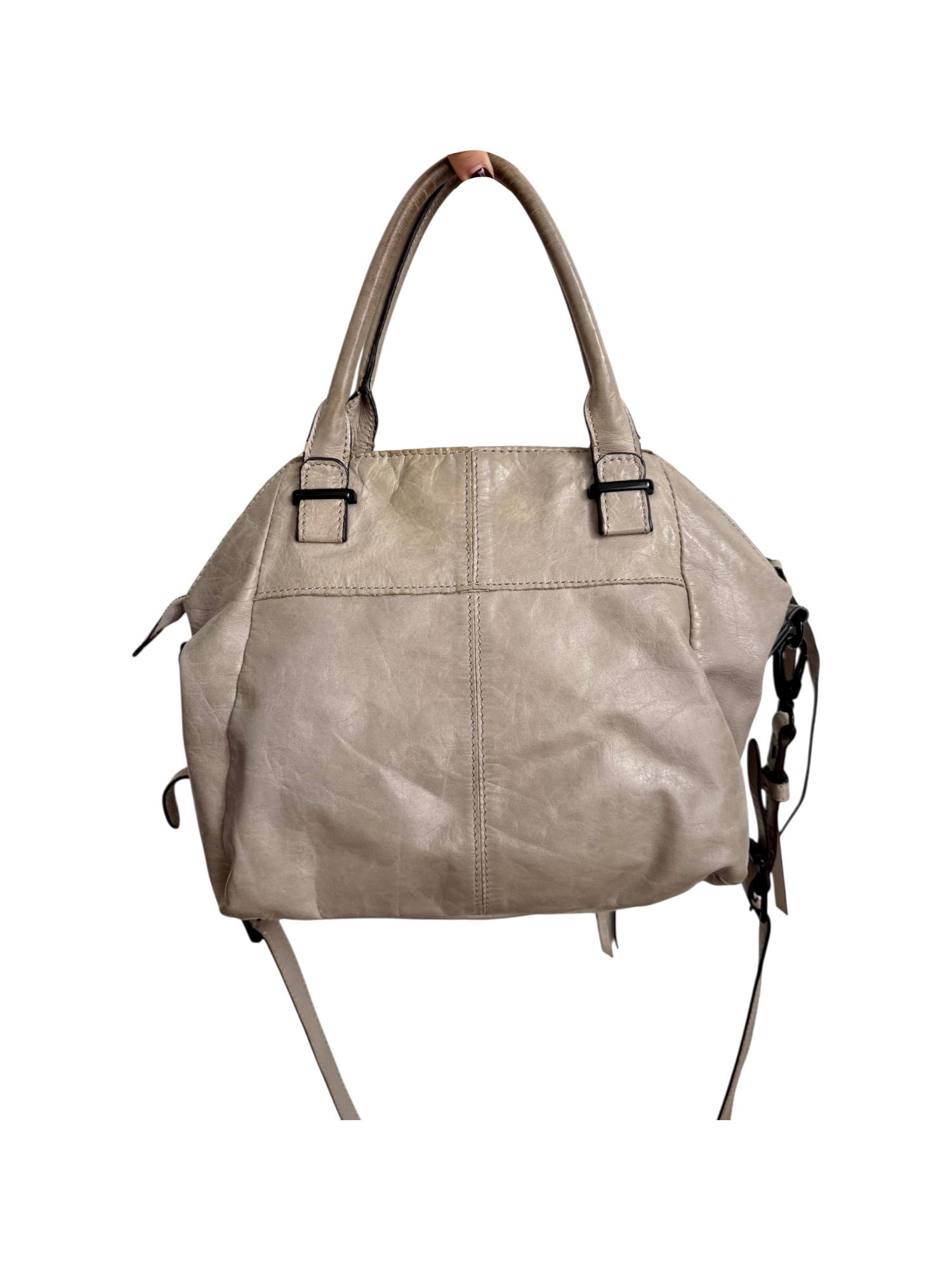 Vintage Y2K Taupe Leather Carryall Purse