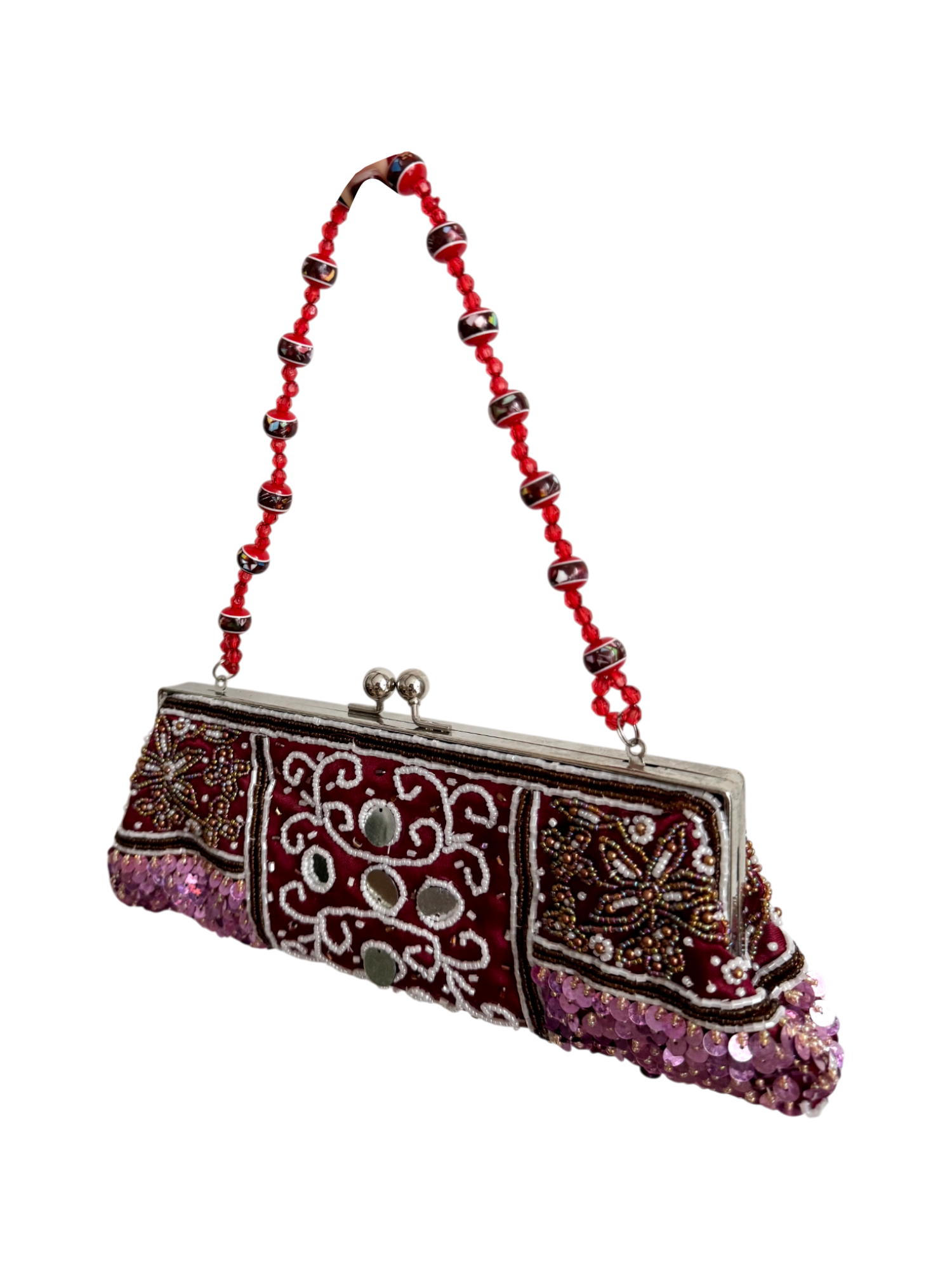 Vintage 90s Elegant Mixed Bead Purse