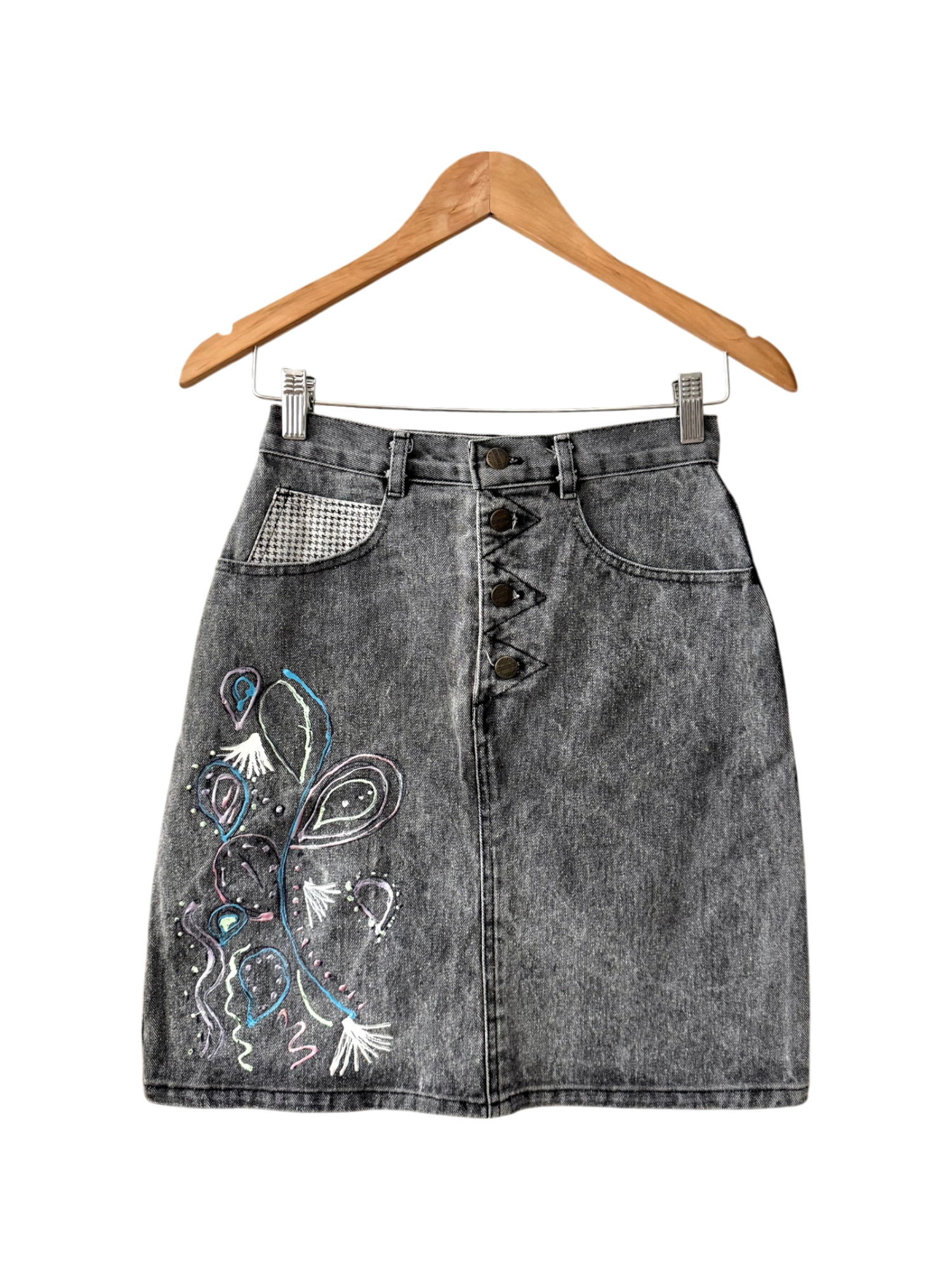 Vintage 90s Abstract Denim Skirt (S)