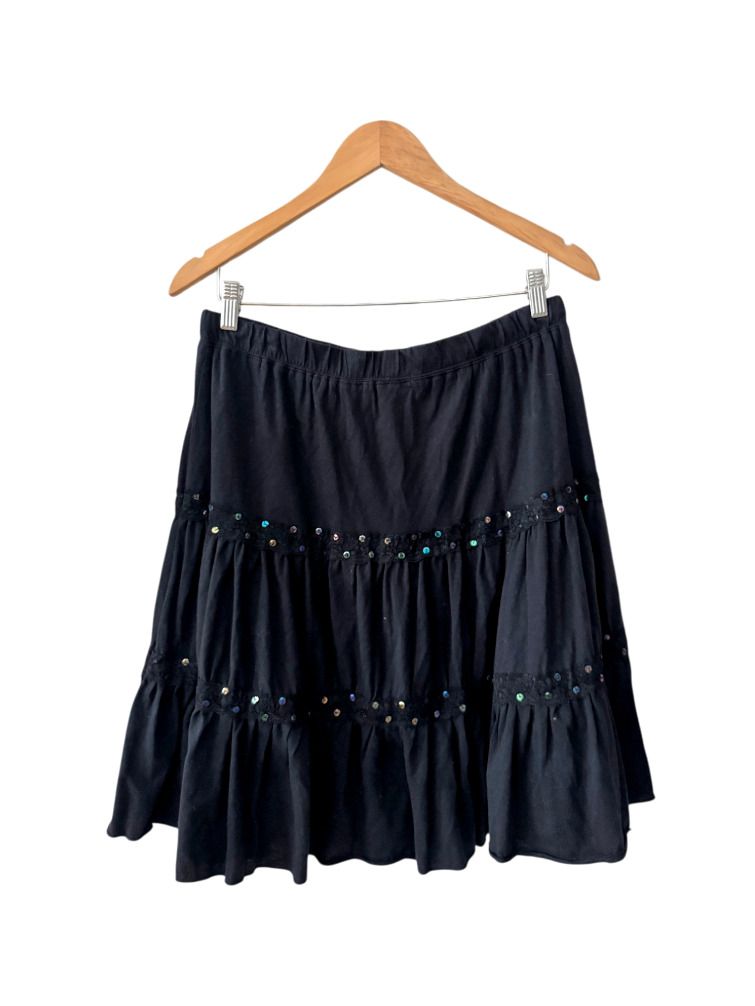 Vintage Y2K Midnight Ruffled Midi Skirt (M)