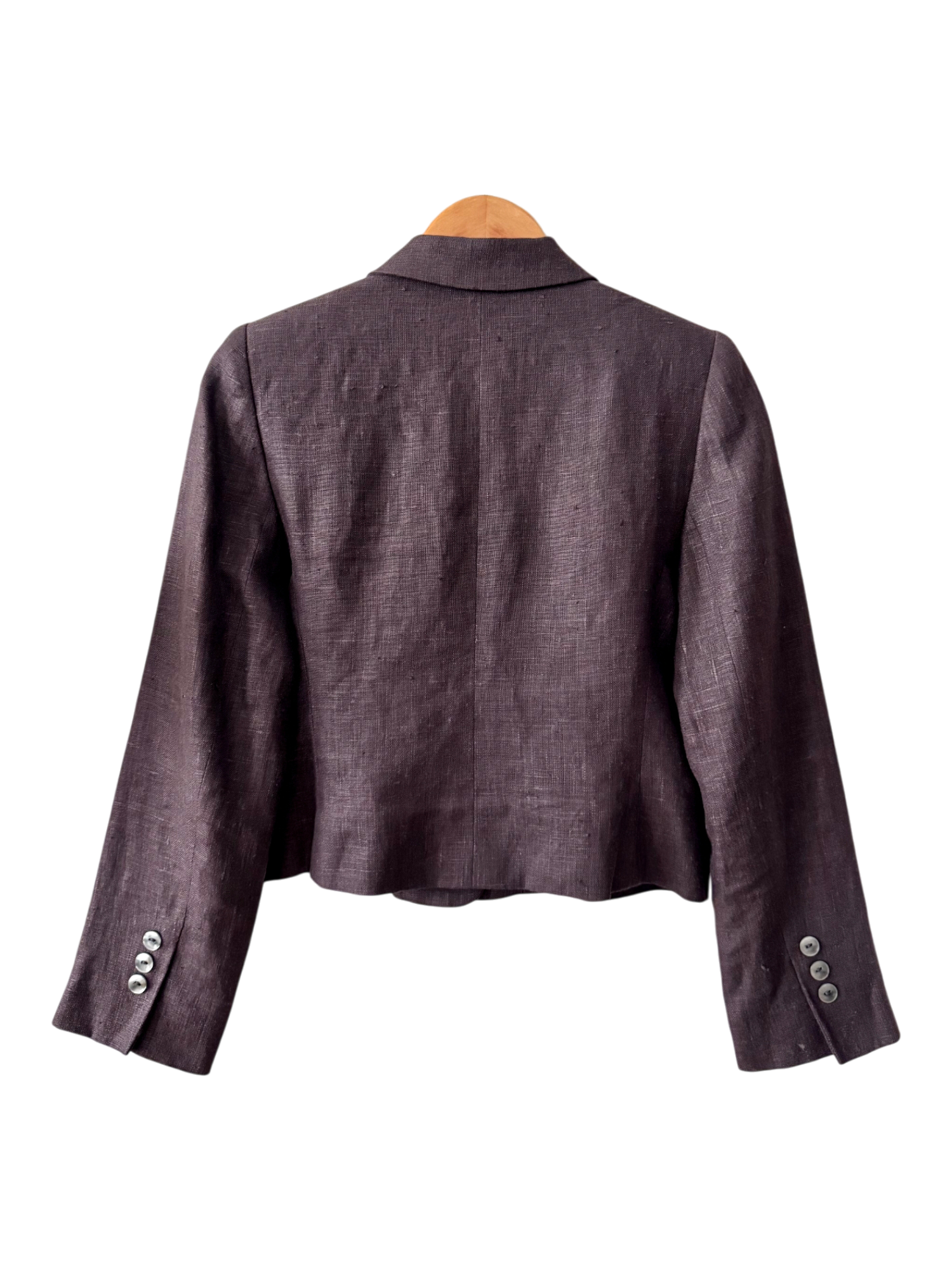 Vintage 90s Cropped Espresso Linen Blazer (S/M)