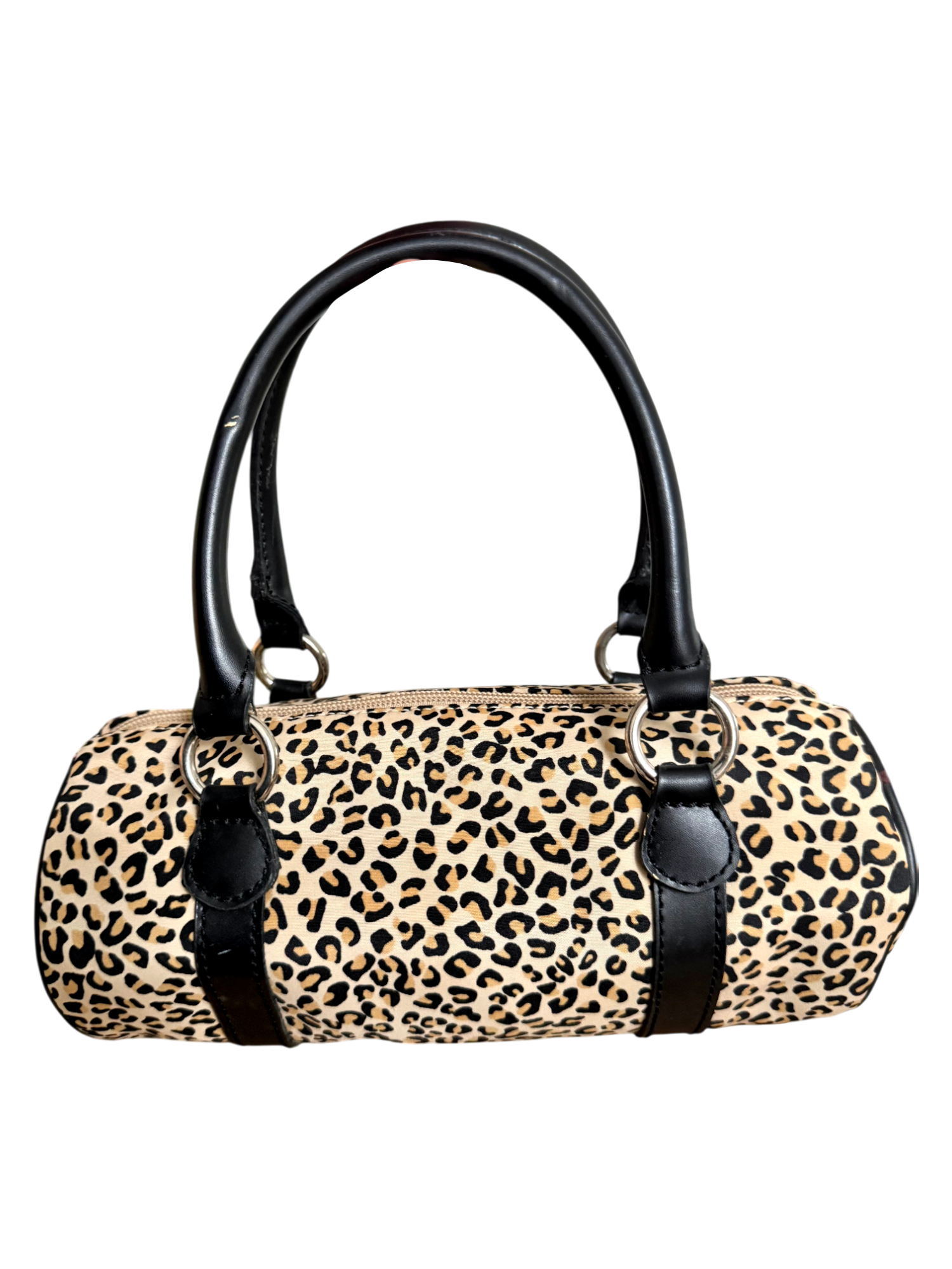 Vintage 90s Leopard Crush Barrel Bag