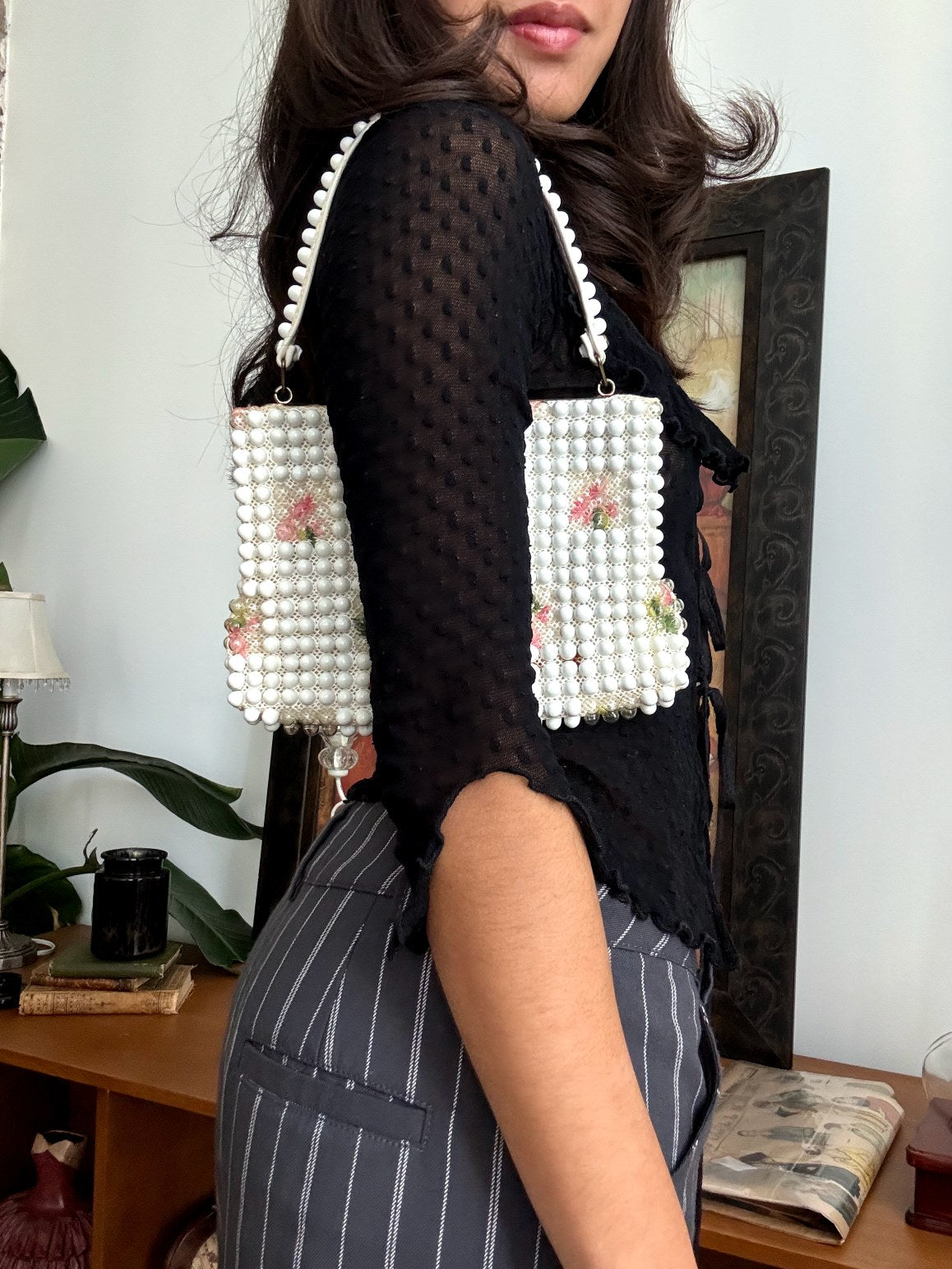 Vintage 1920s Floral Beaded Flapper Purse