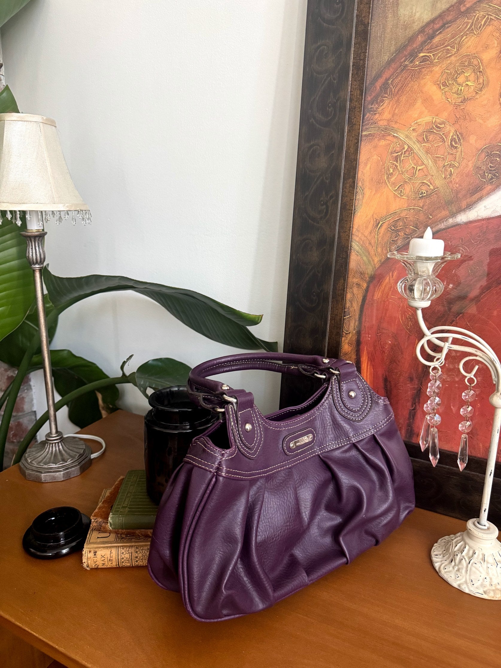 Vintage Y2K Eggplant Ruched Shoulder Purse