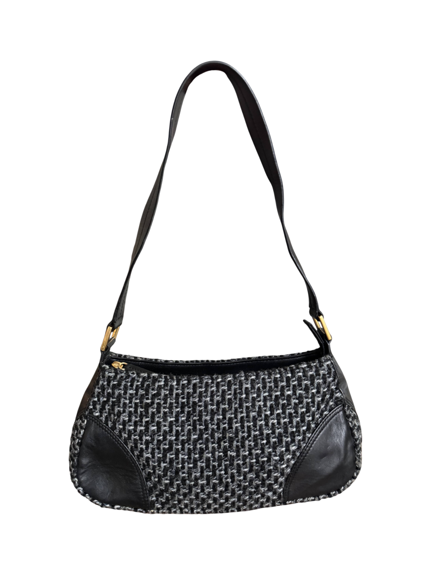 Vintage Salt & Pepper Tweed Shoulder Bag