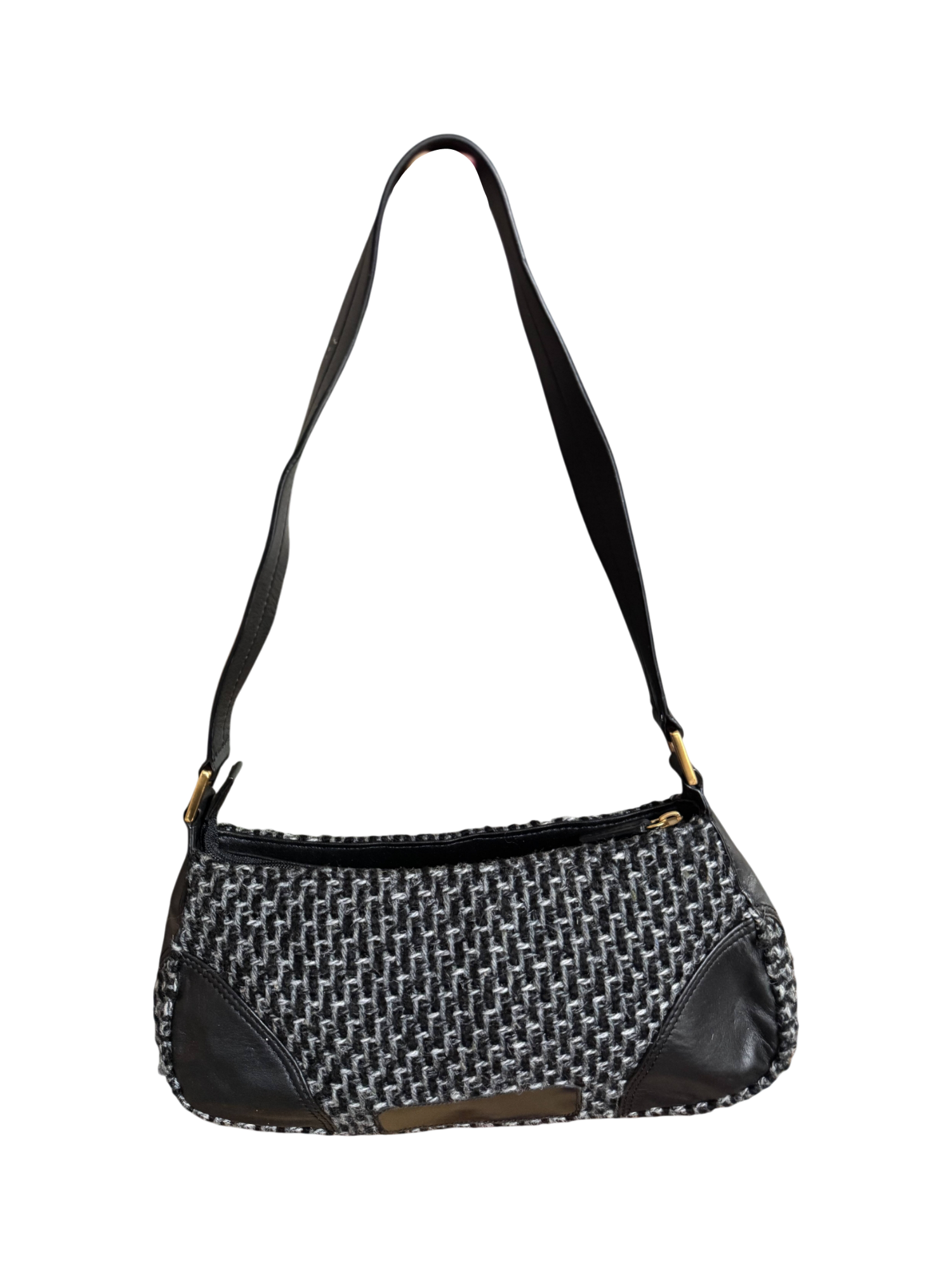 Vintage Salt & Pepper Tweed Shoulder Bag