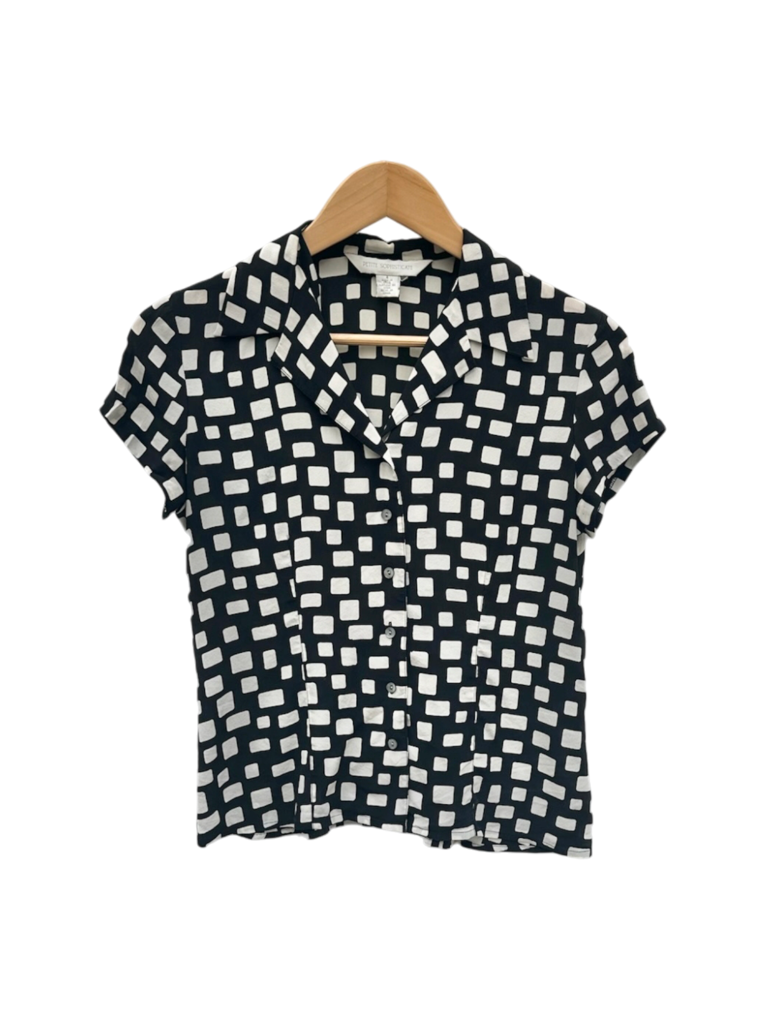 Vintage 90s Dotted Silk Short Sleeve (S/M)