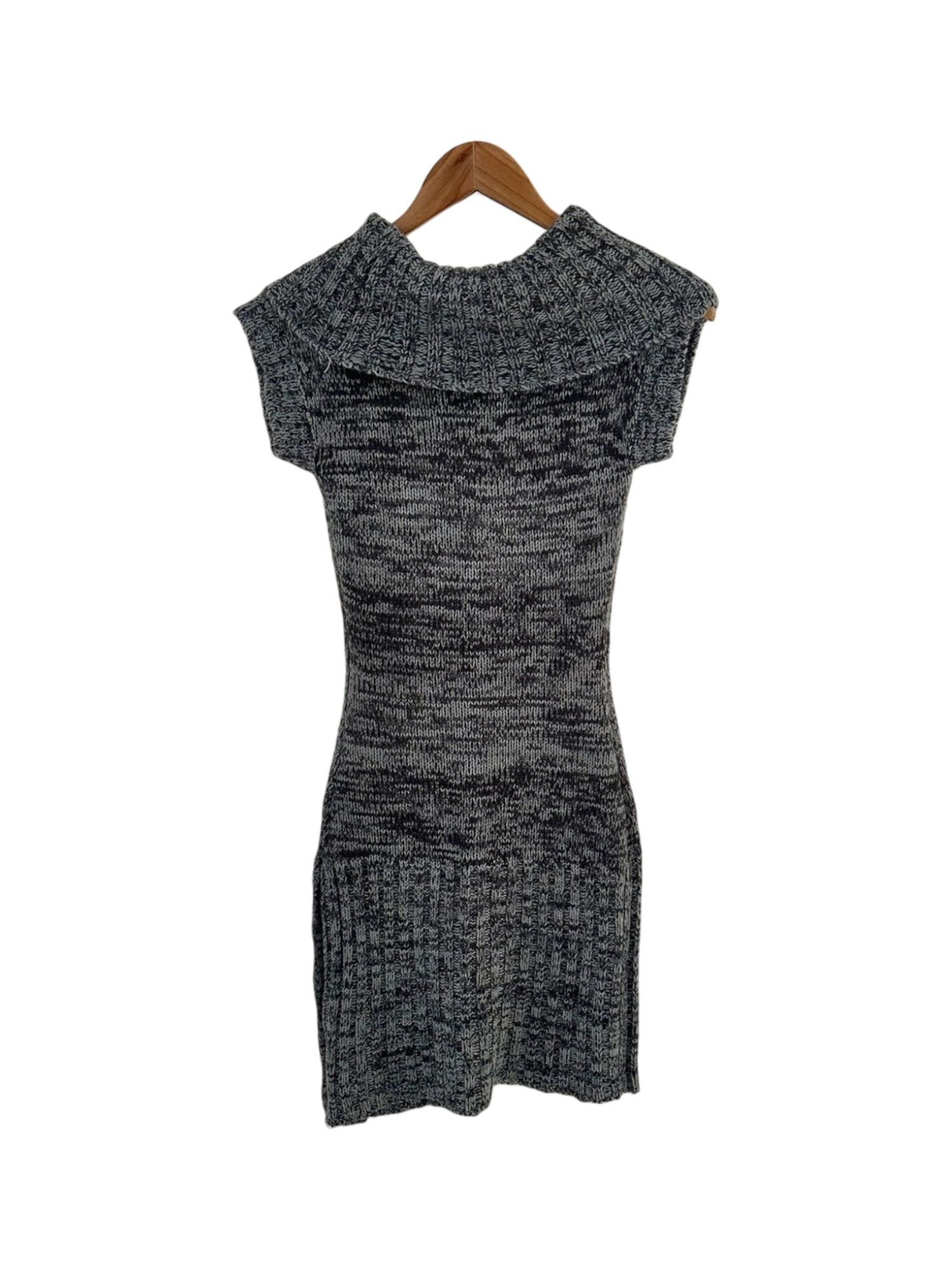 Vintage Y2K Charcoal Button-Detail Knit Dress (S)