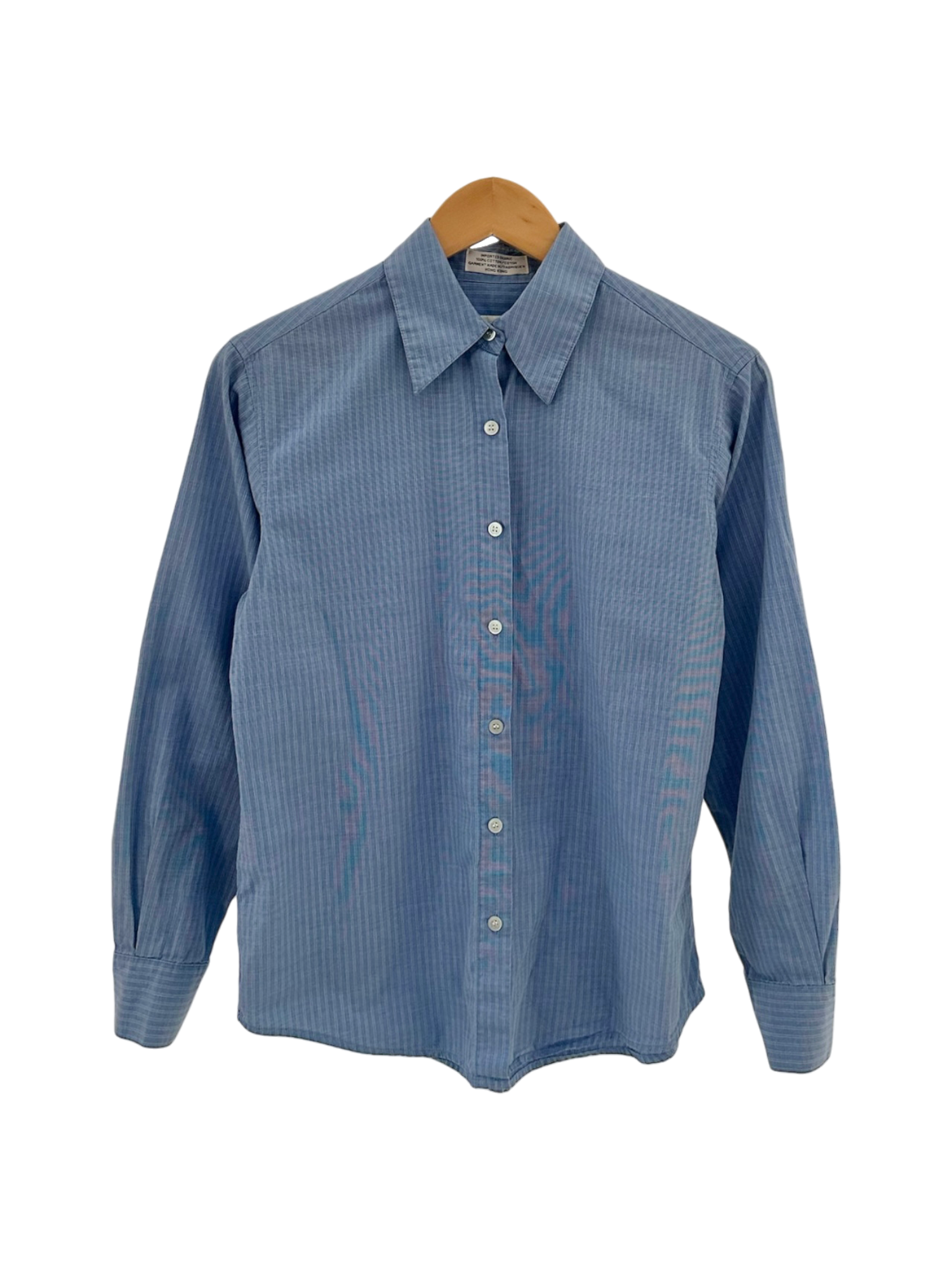 Vintage 90s Soft Blue Pinstripe Button-Down (S)
