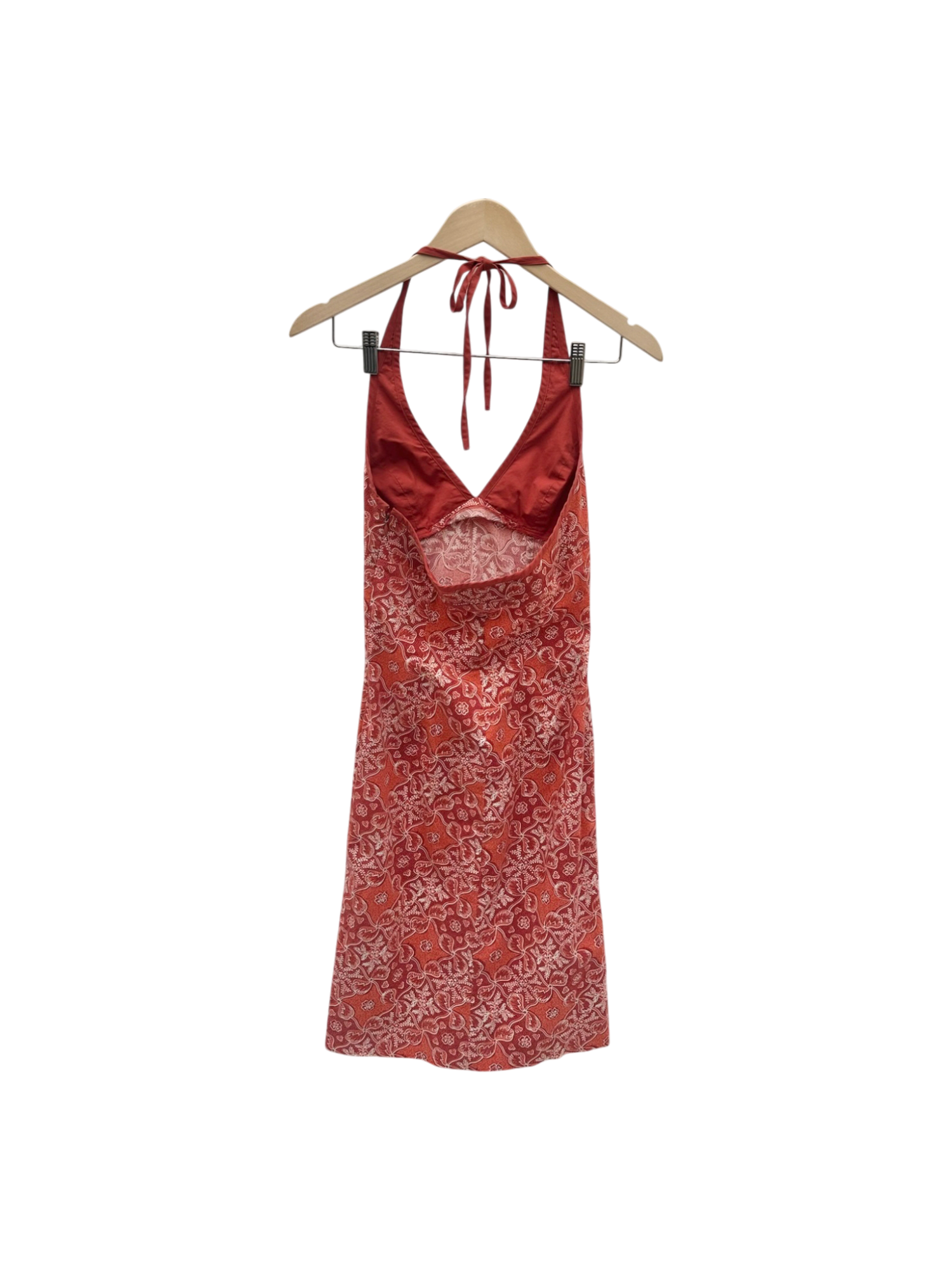 Vintage 90s Boho Tangerine Paisley Halter Midi Dress (S)