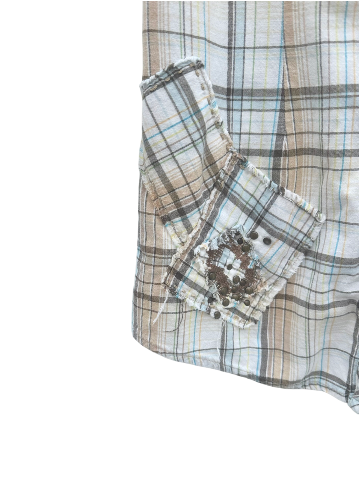 Vintage GUESS Ruffled Plaid Button Up (XS)