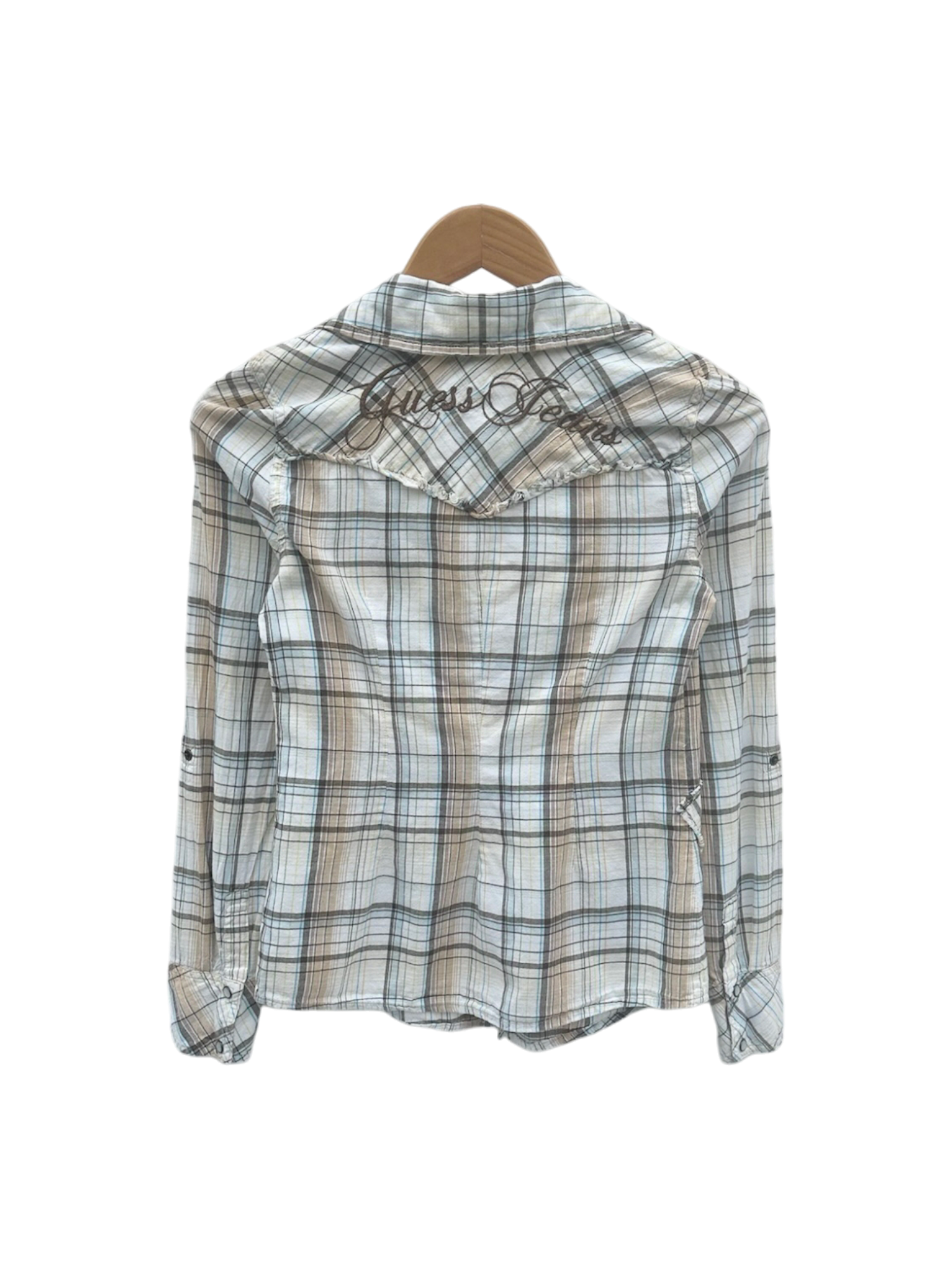 Vintage GUESS Ruffled Plaid Button Up (XS)
