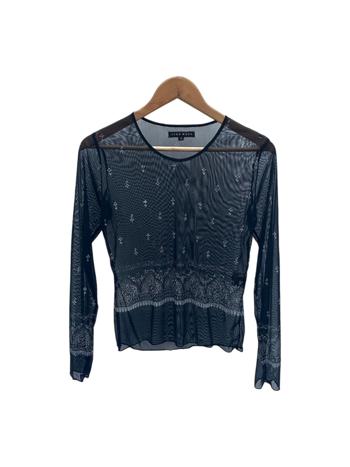 Vintage 90s Retro Sheer Mesh Long Sleeve (S) | ThreeDays-AWeek