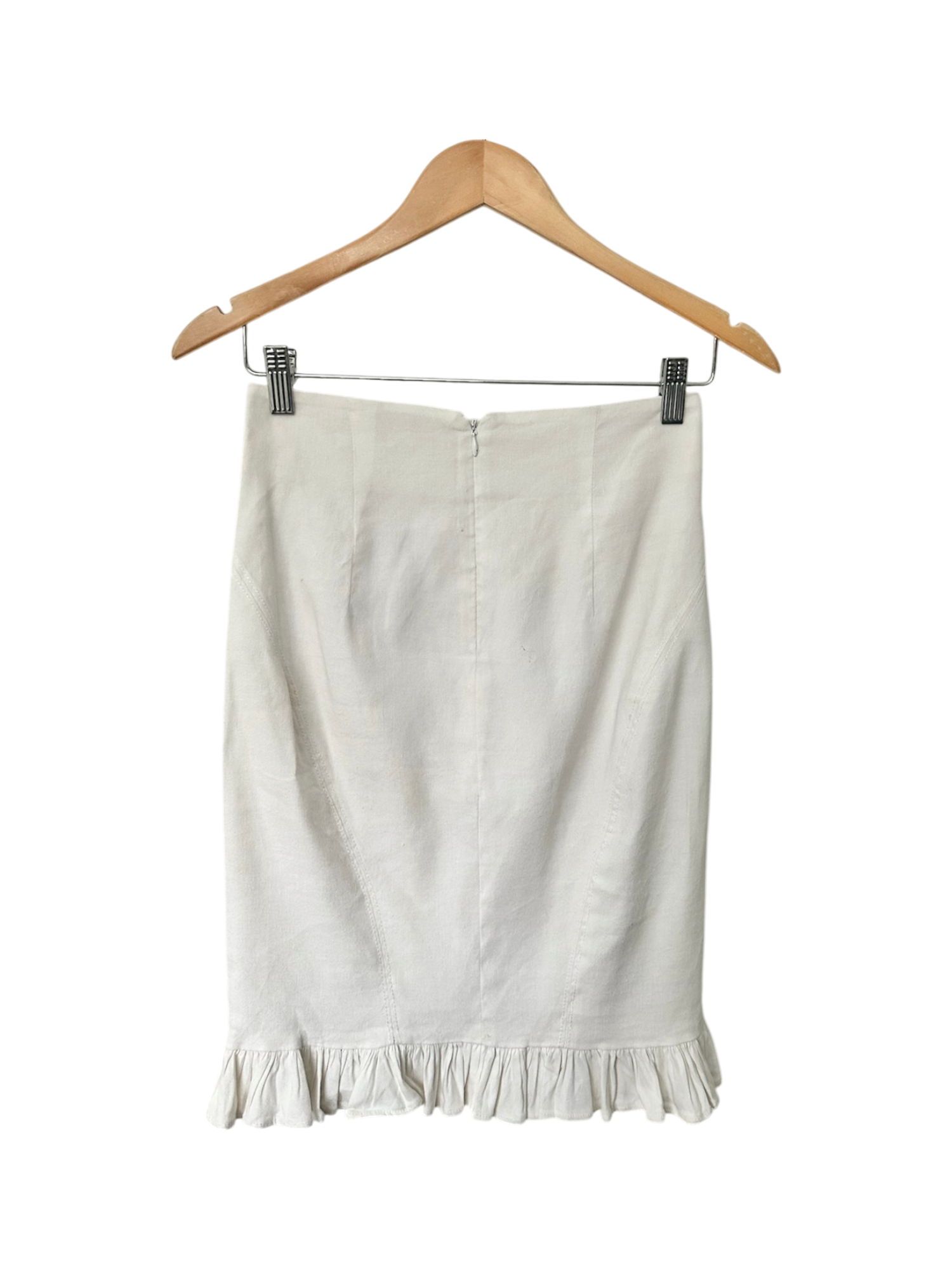 Vintage Y2K BeBe Ivory Ruffle Hem Skirt (XS/S)