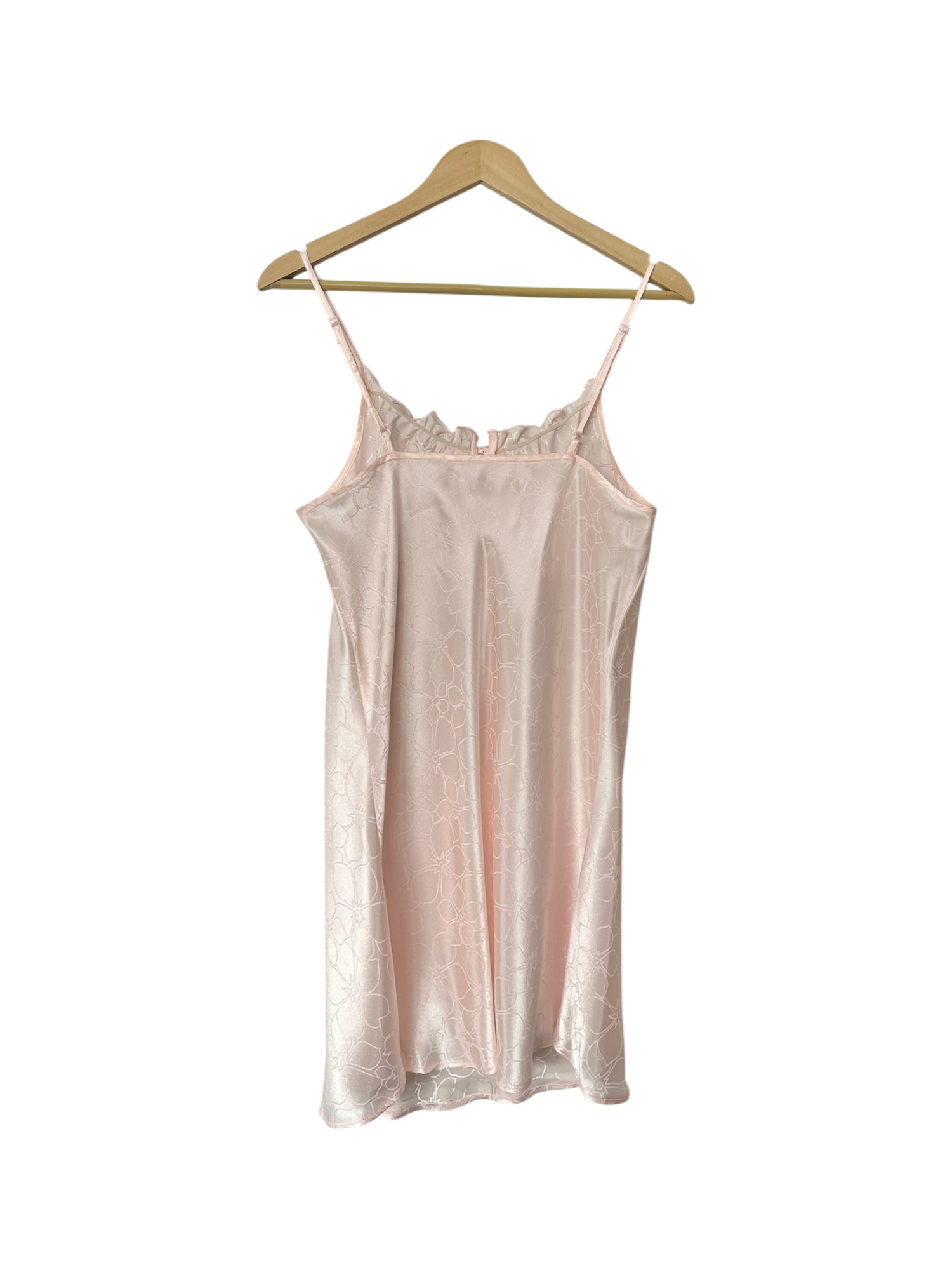 Vintage 90s Blush Satin Floral Slip Dress (M)