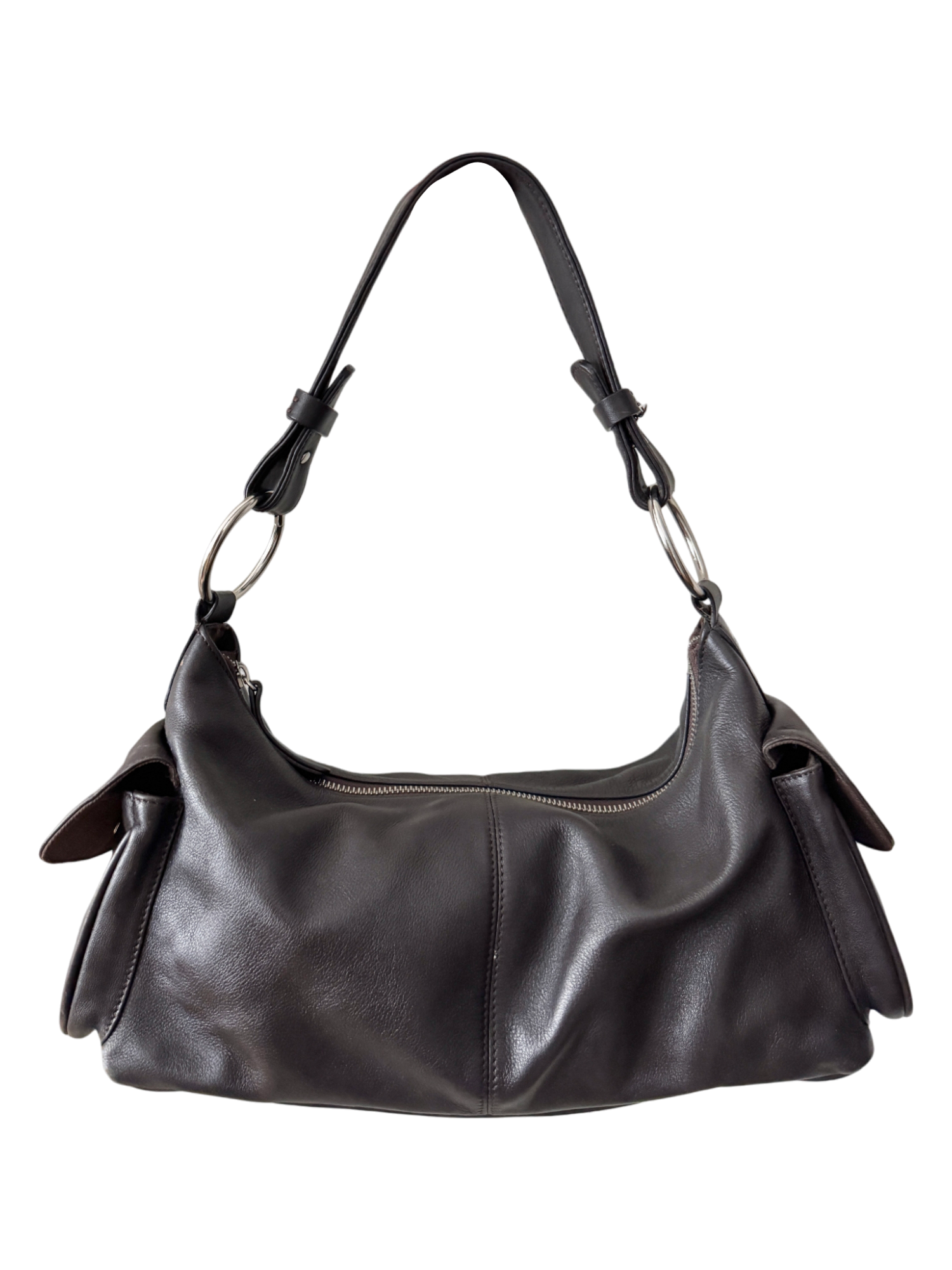 Vintage 90s Leather Espresso Moto Purse