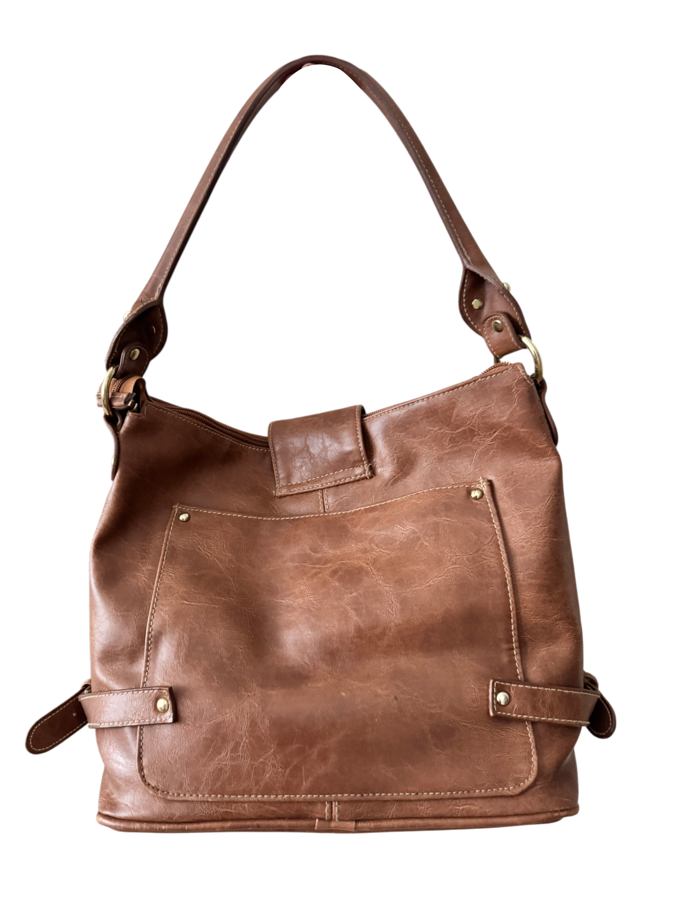 Vintage Y2K Caramel Leather Moto Bag