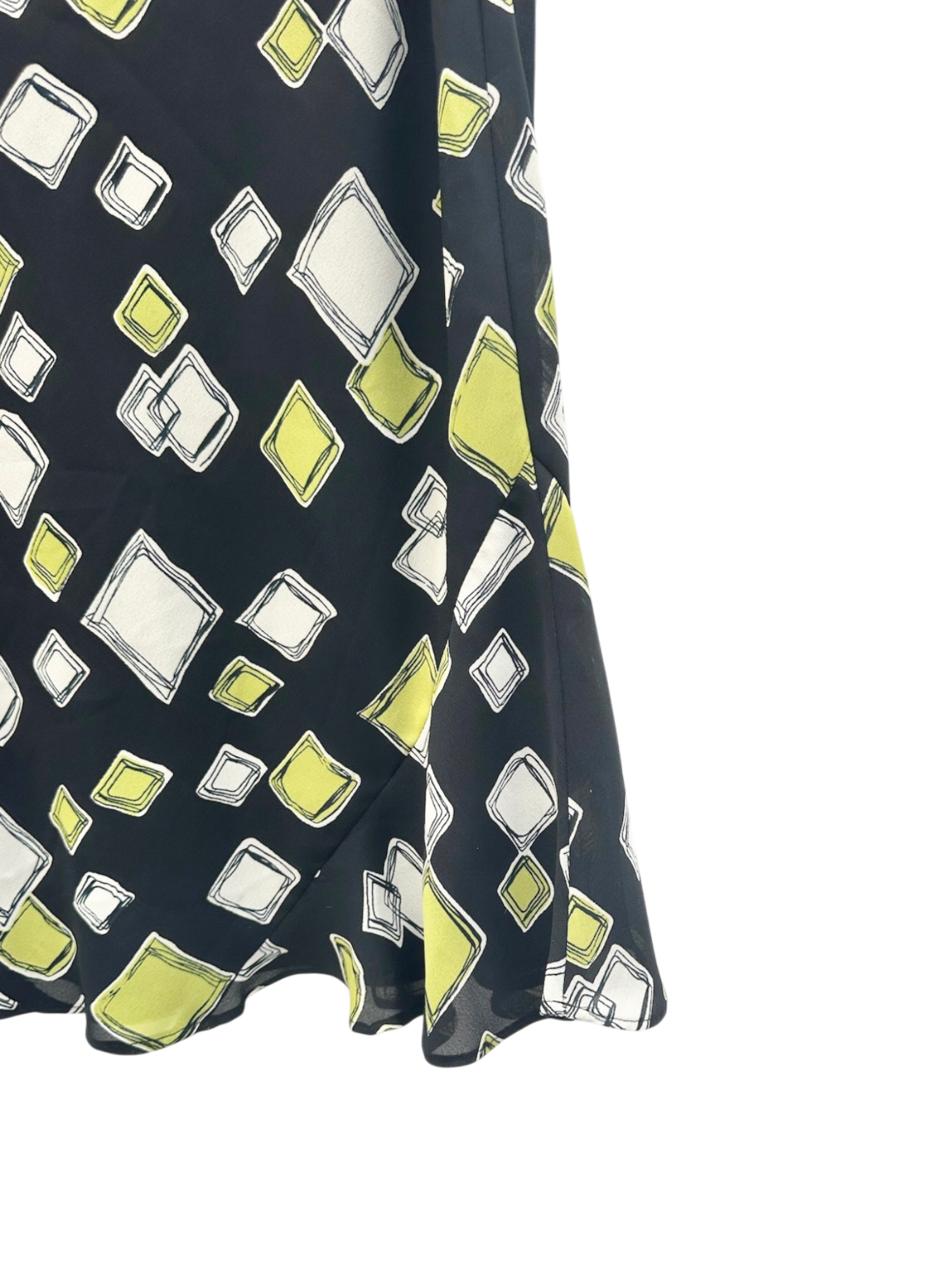 Vintage 90s Retro Geometric Silk Midi Skirt (S/M)