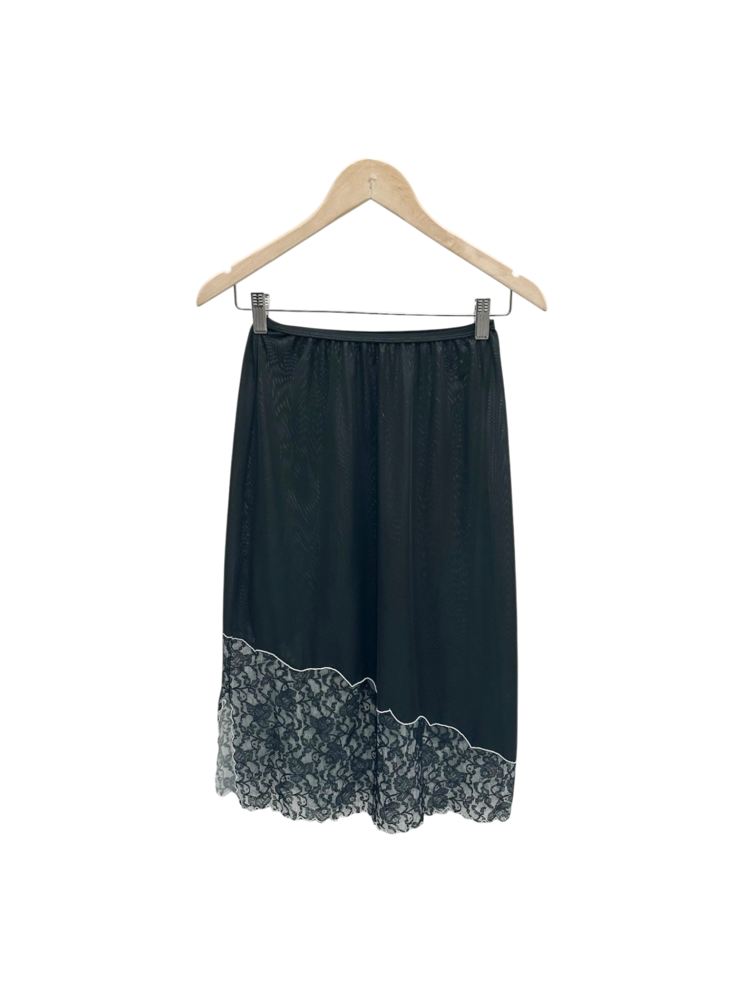 Vintage 80s Asymmetrical Floral Cutout Slip Skirt (S)