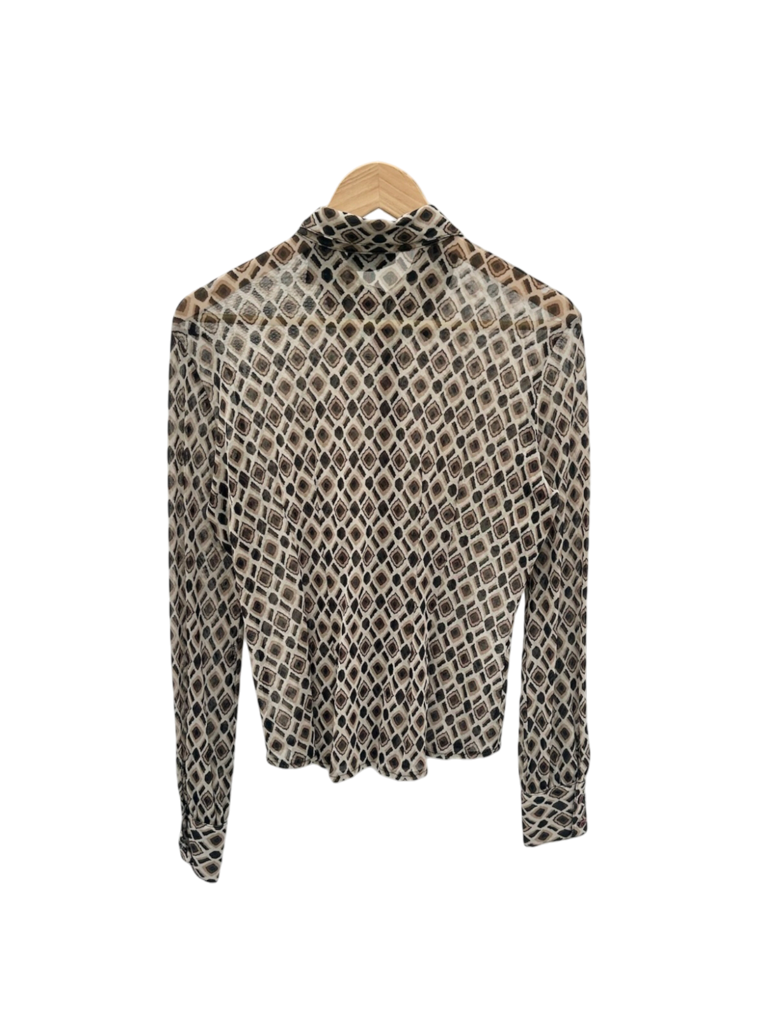 Vintage 90s Sheer Geometric Button Up Knit (M)