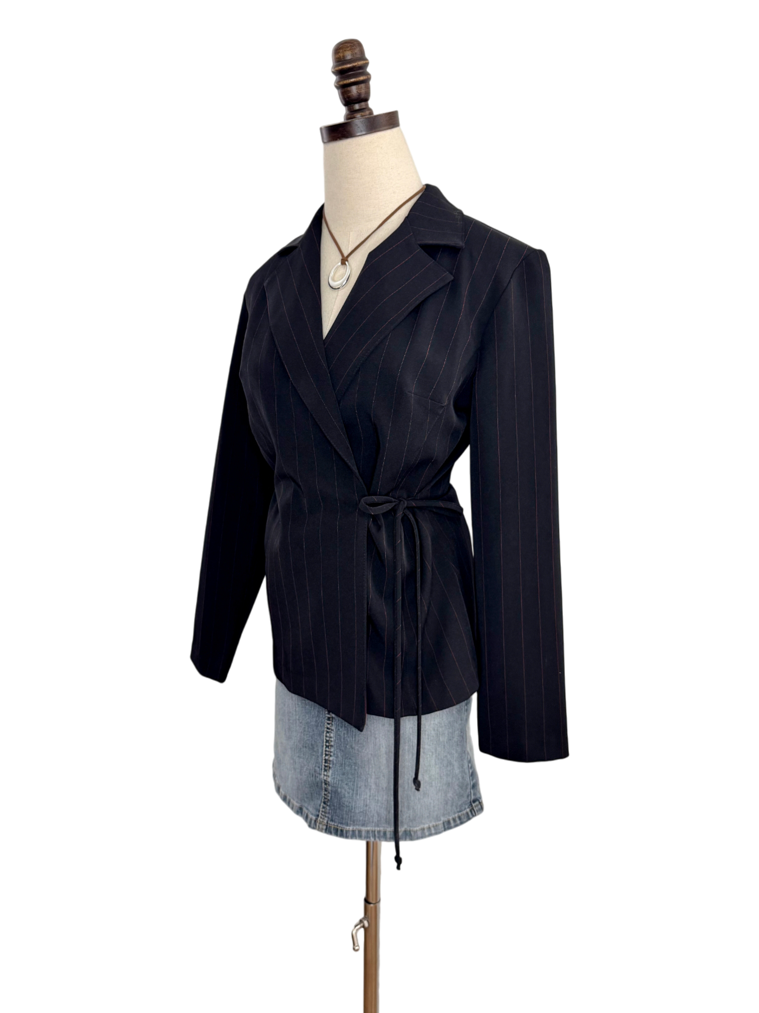 Vintage 90s Pinstripe Wrap Blazer Top (S/M)