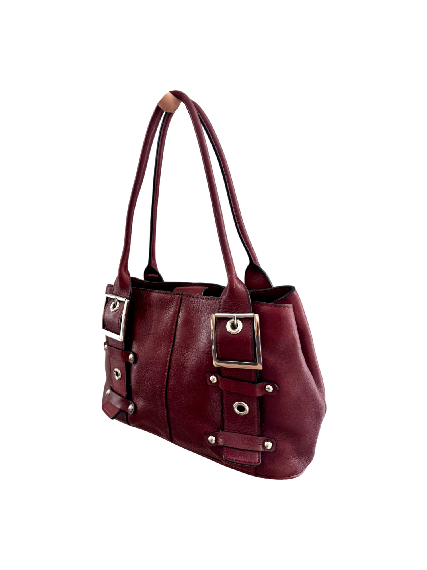 Vintage 90s Cherry Red Leather Buckle Purse
