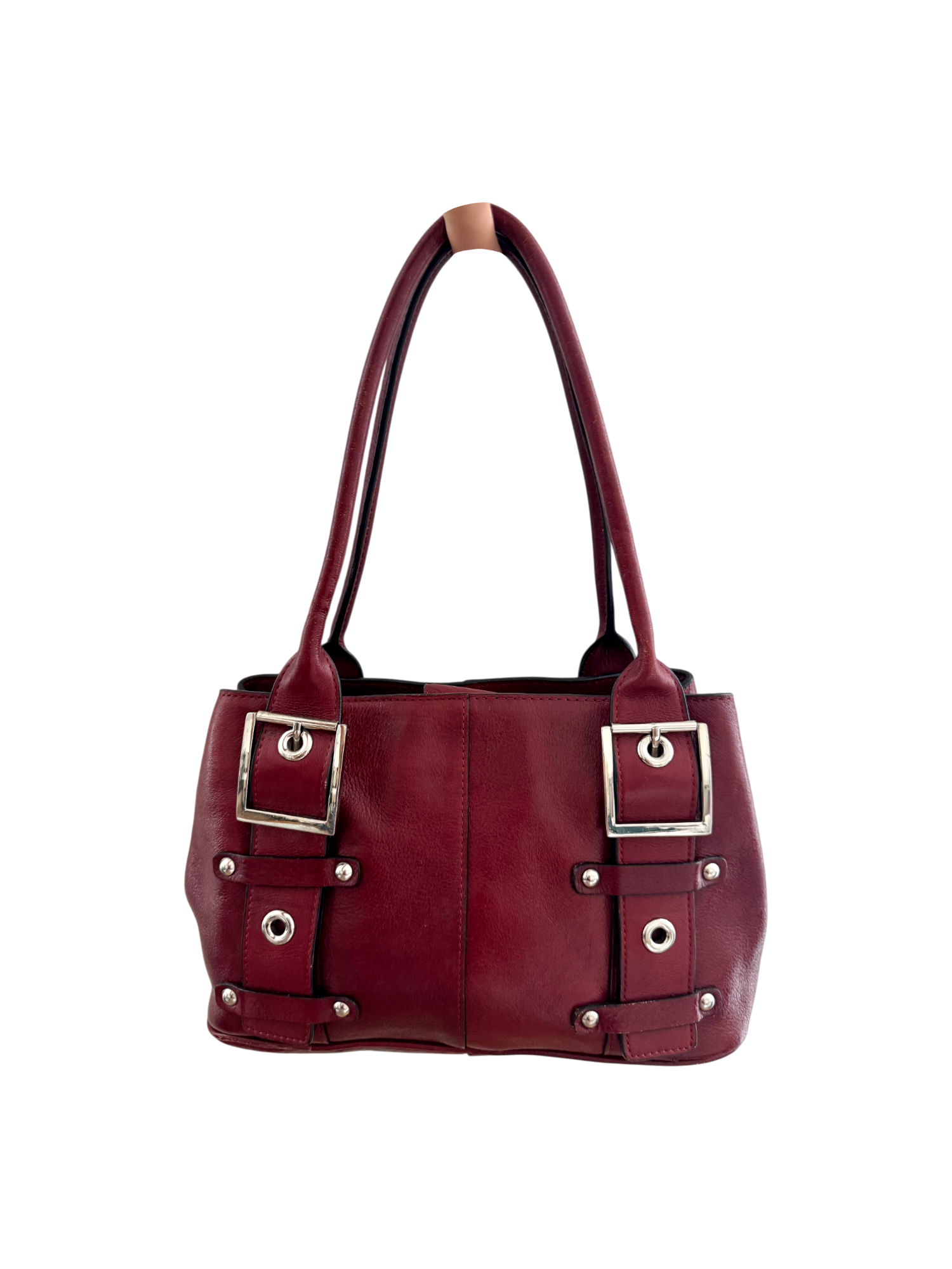 Vintage 90s Cherry Red Leather Buckle Purse