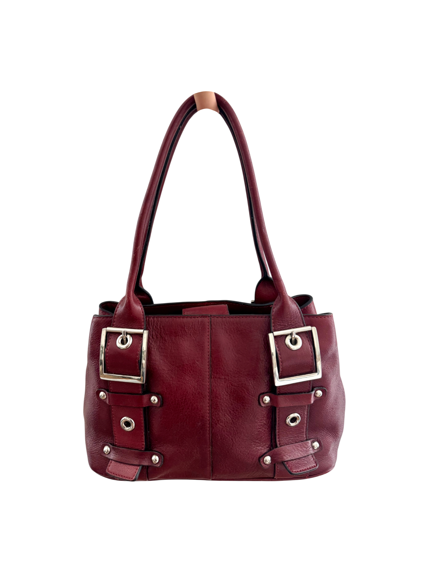 Vintage 90s Cherry Red Leather Buckle Purse