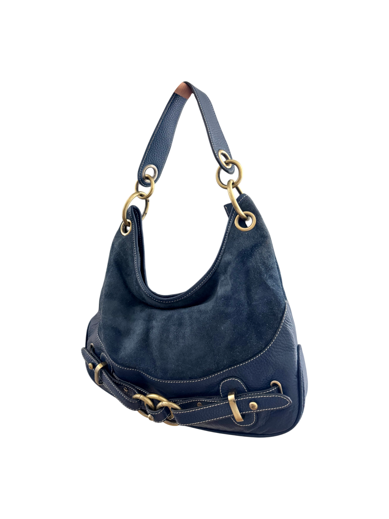 Vintage 90s Navy Leather Buckle Purse