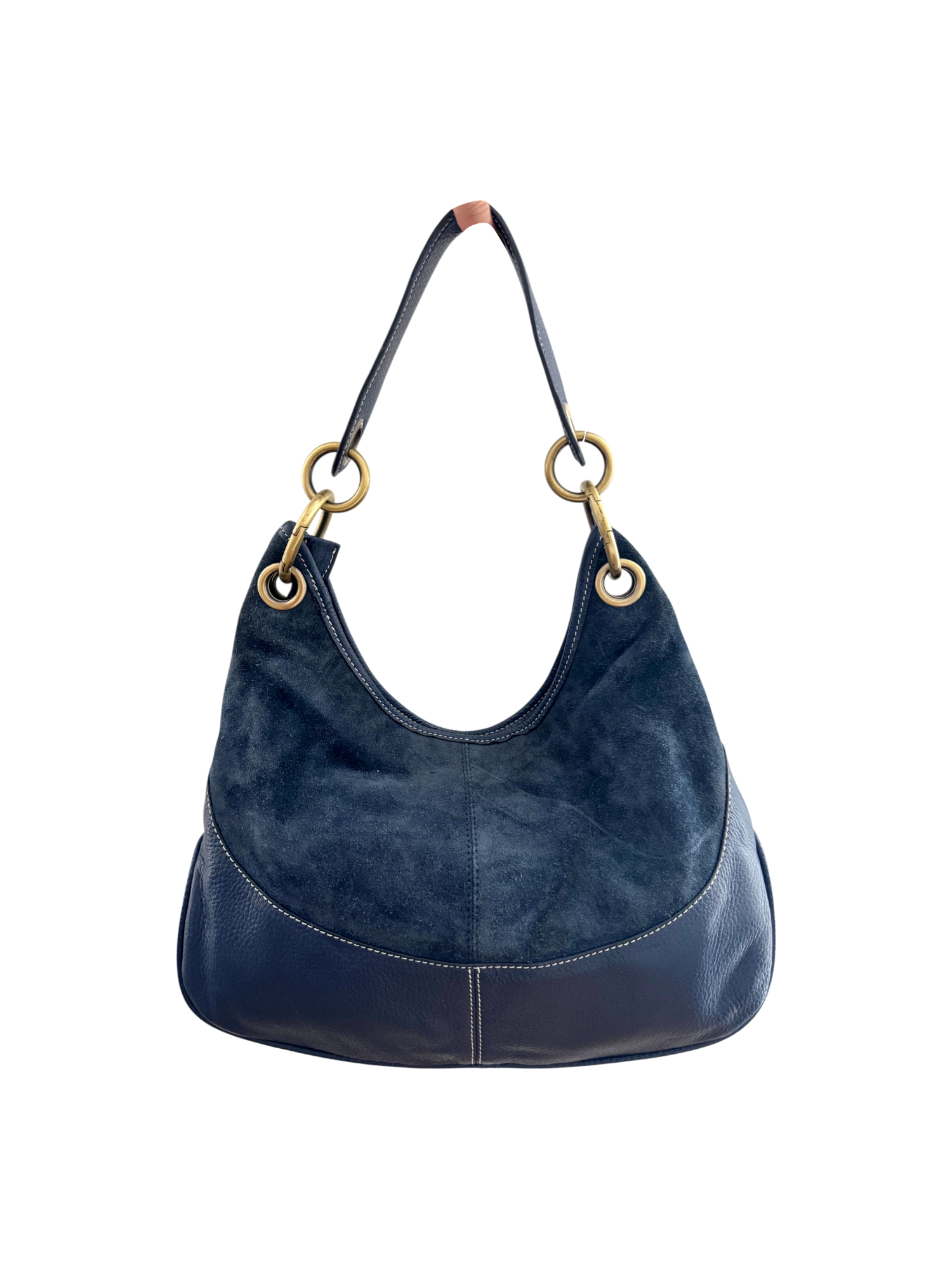 Vintage 90s Navy Leather Buckle Purse