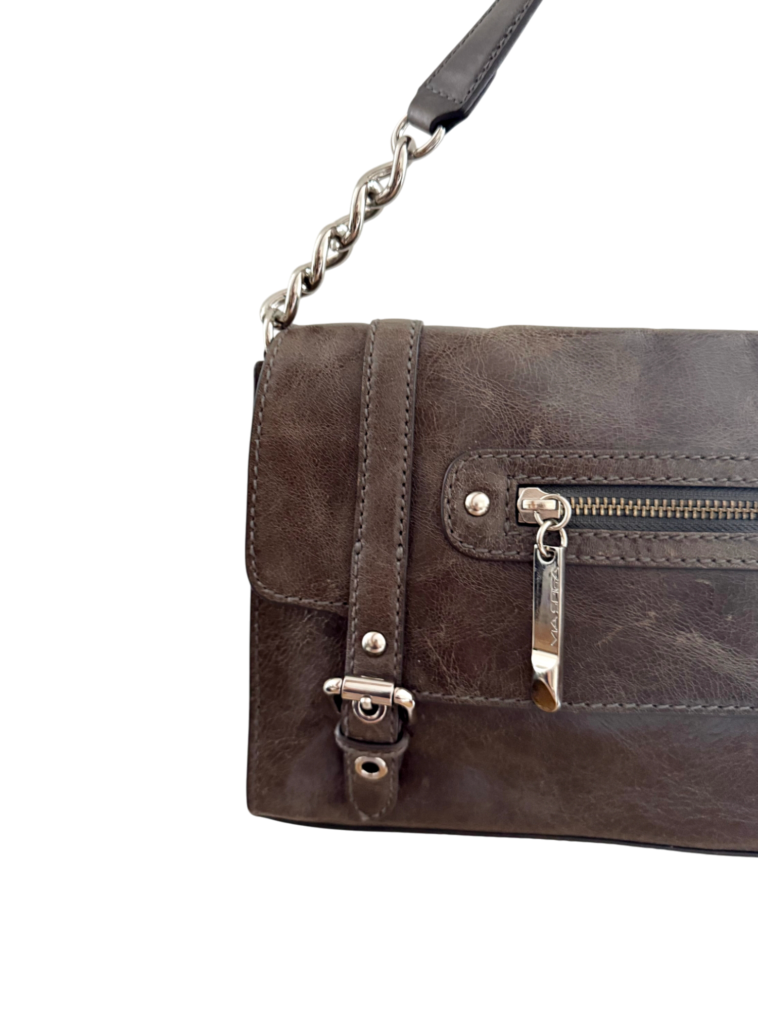 Vintage Olive Via Spiga Chain Leather Purse