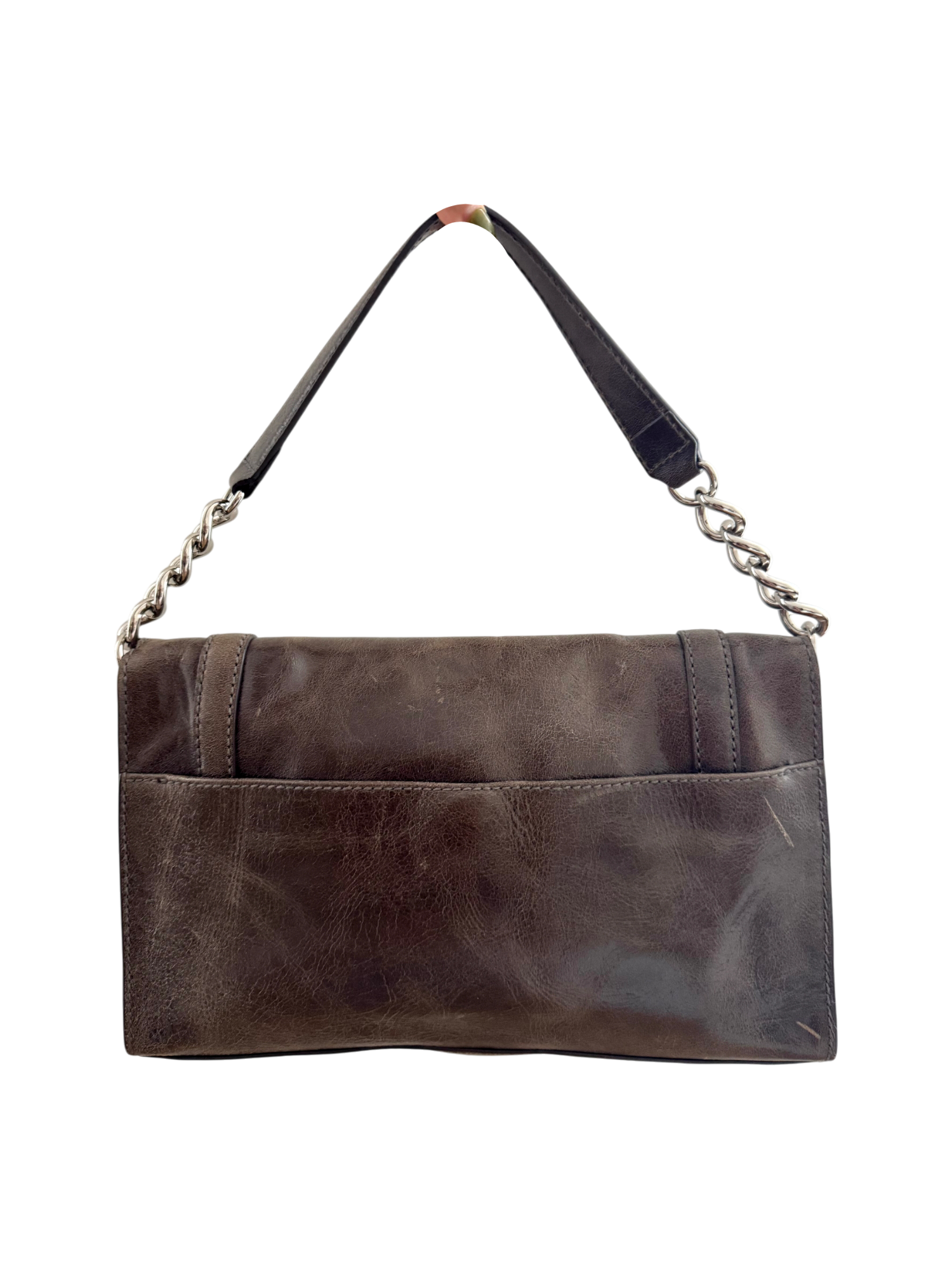 Vintage Olive Via Spiga Chain Leather Purse