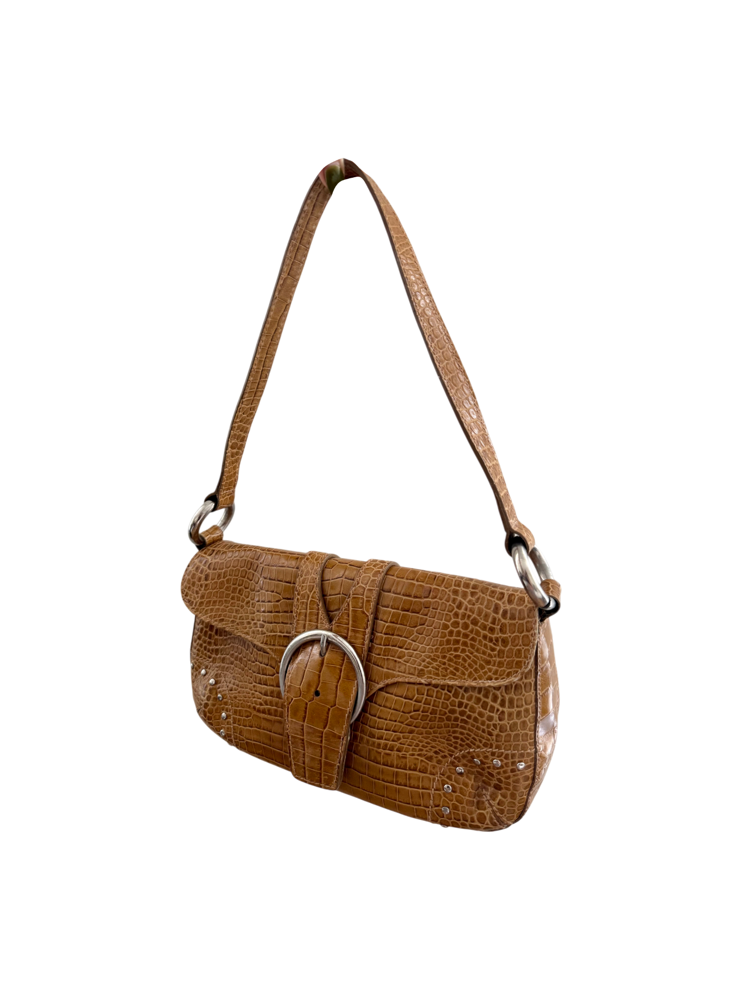 Vintage 90s Leather Buckle Textured Purse