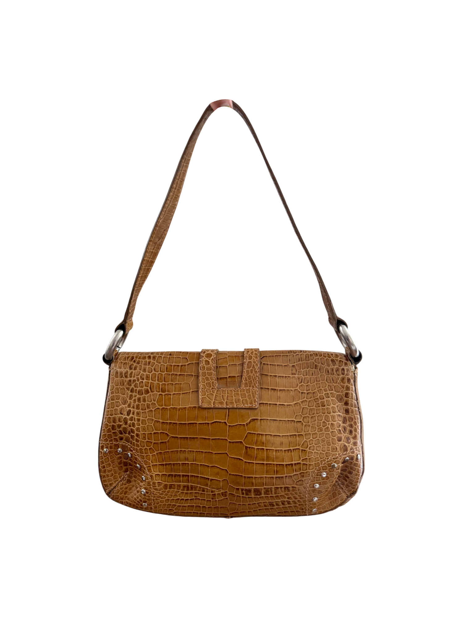 Vintage 90s Leather Buckle Textured Purse