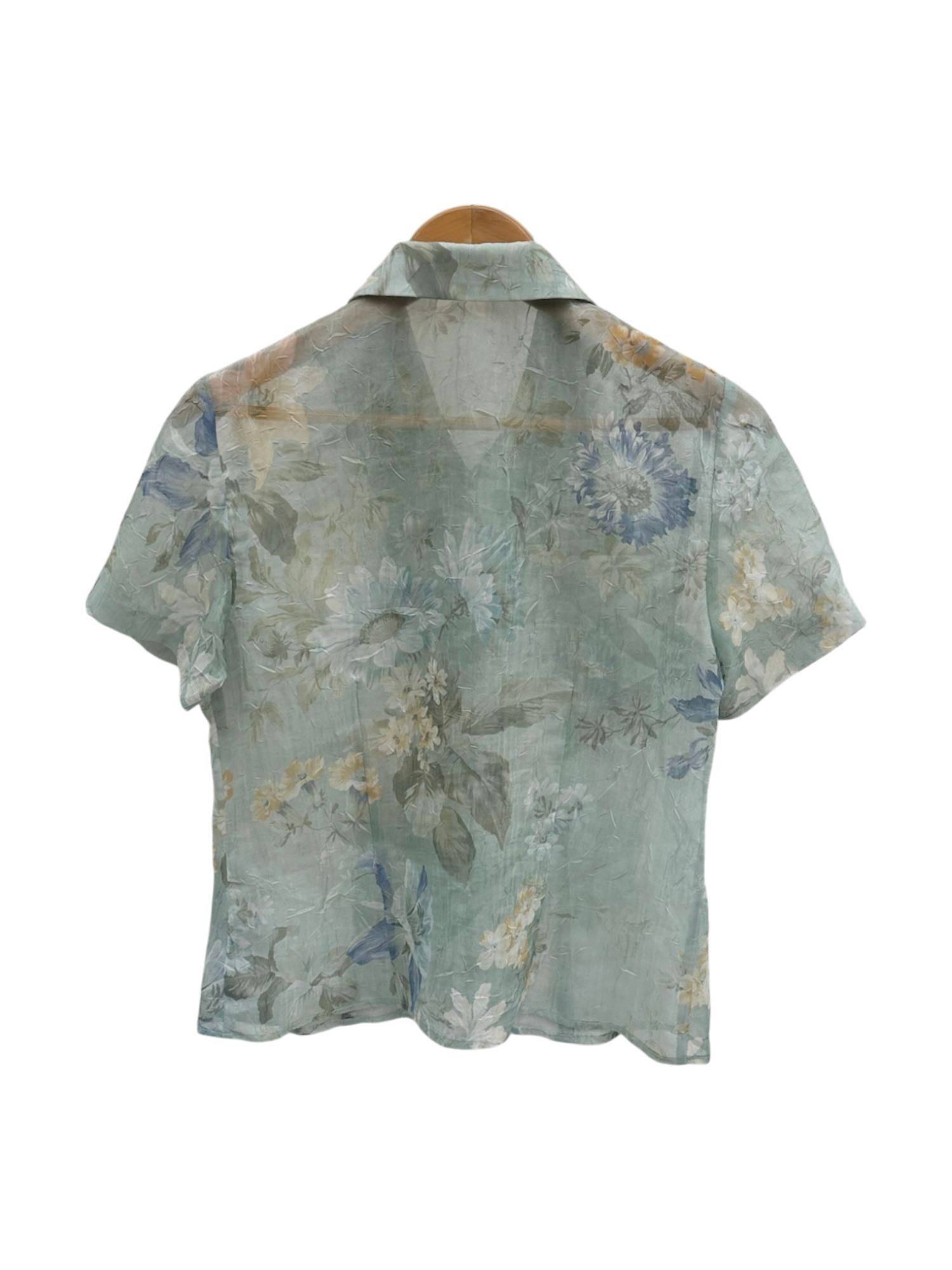 Vintage 90s Retro Crinkle Floral Short Sleeve (M)
