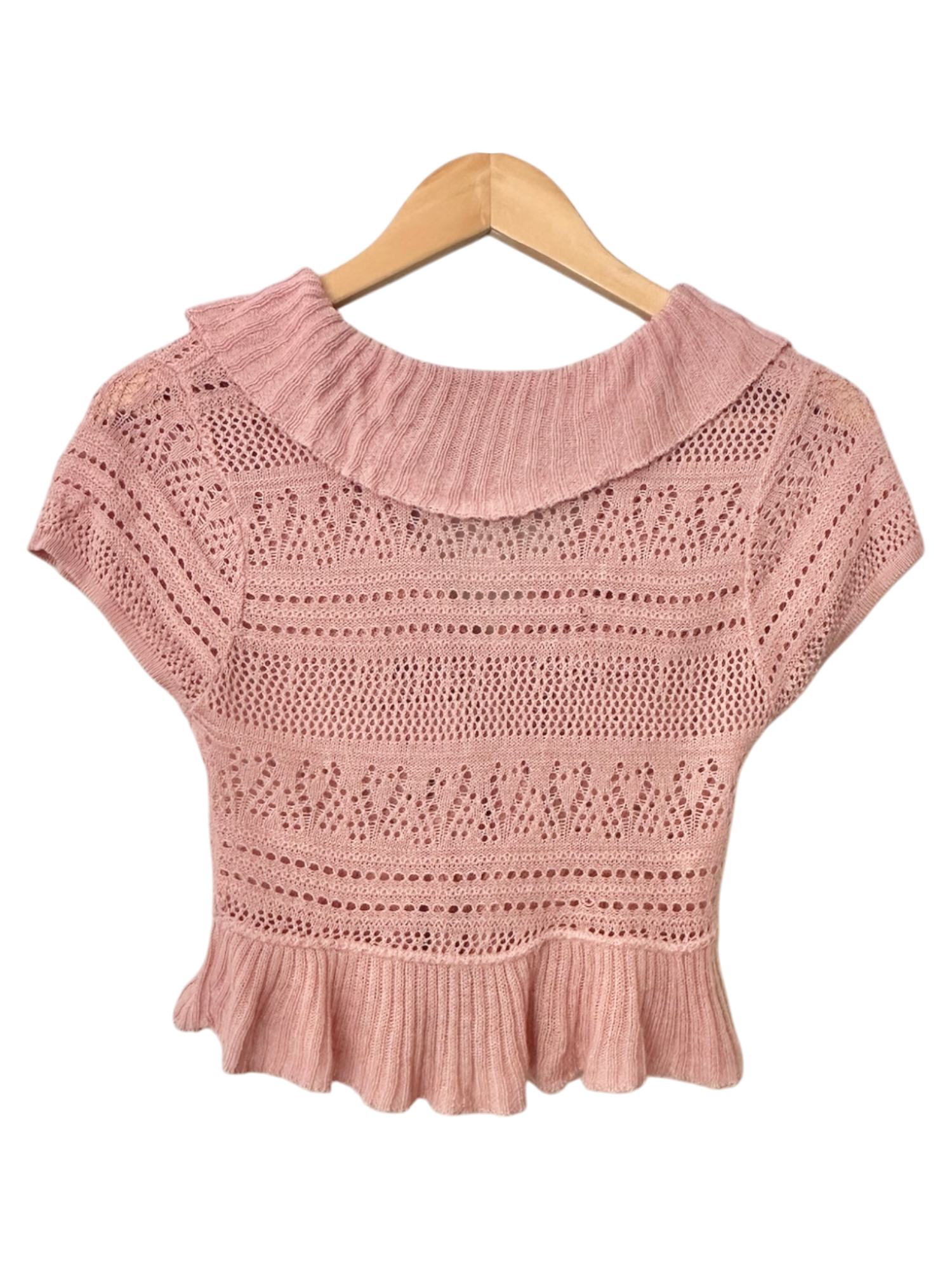 Vintage Y2K Blush Daydream Ruffle Knit Top (M)