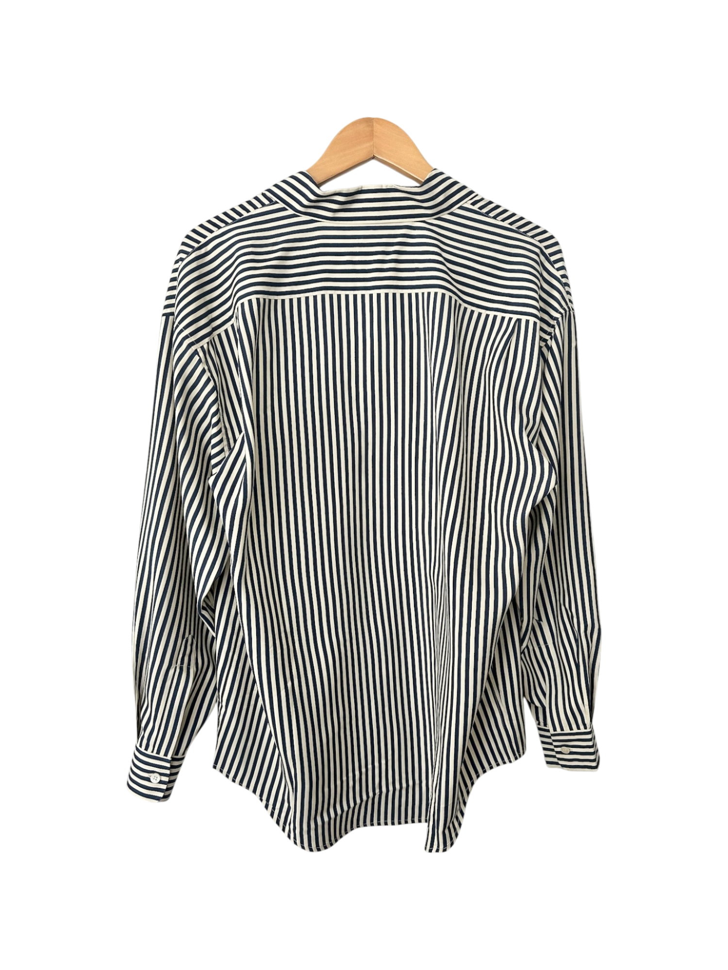 Vintage 90s Striped Navy Button-Up Shirt (L)