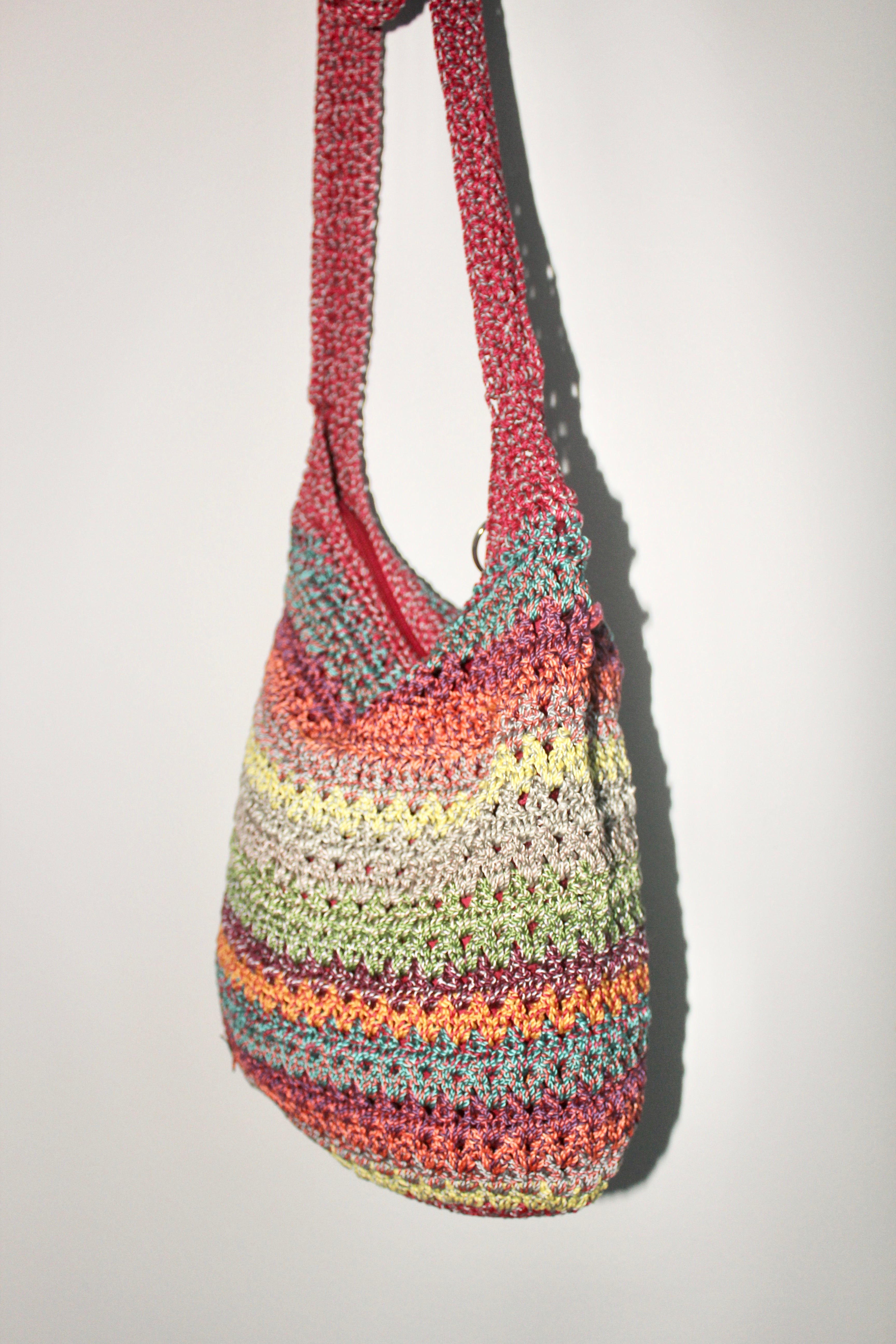 Vintage Rainbow Knitted Tote