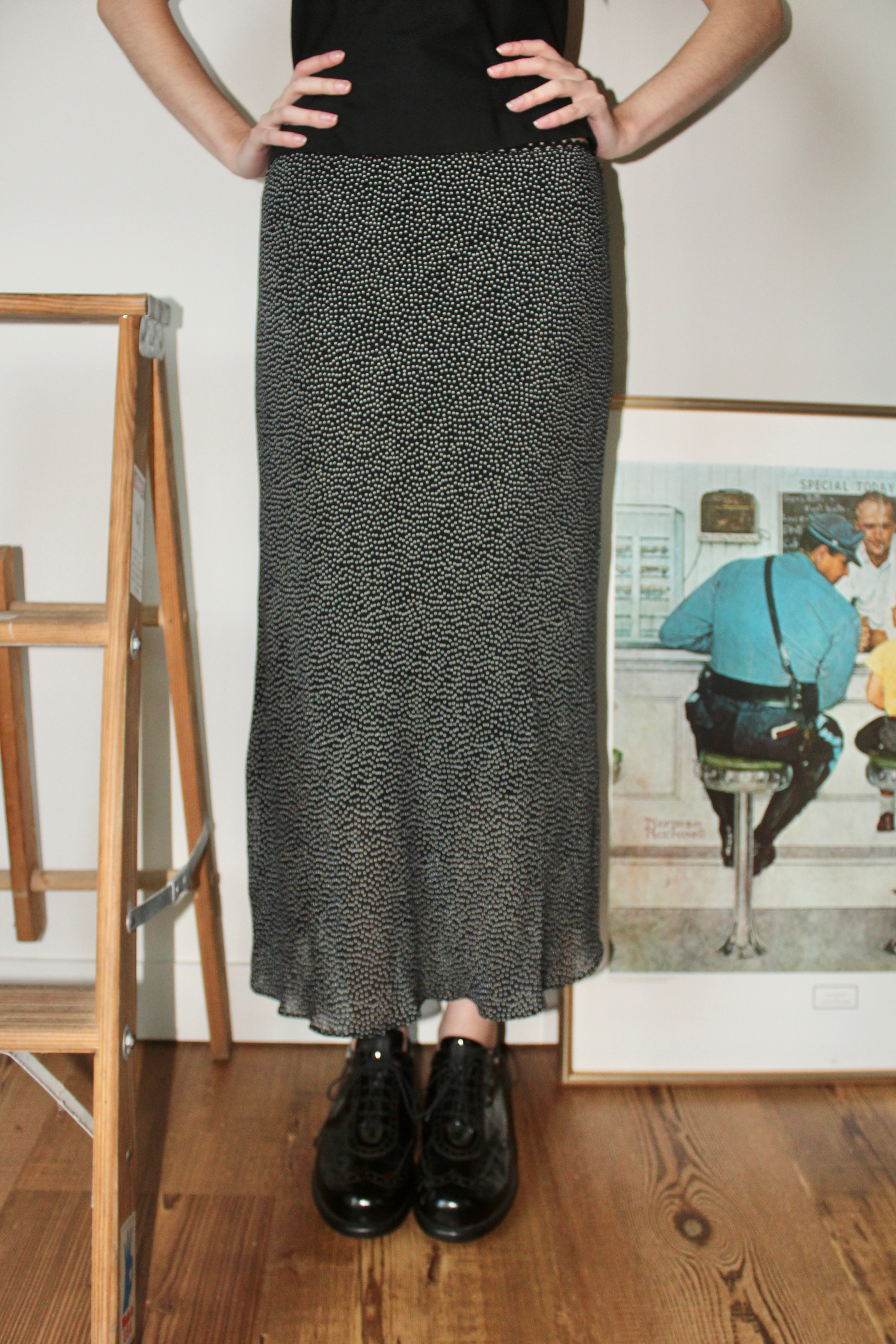 Vintage 90s Dotted Midi Skirt (S)