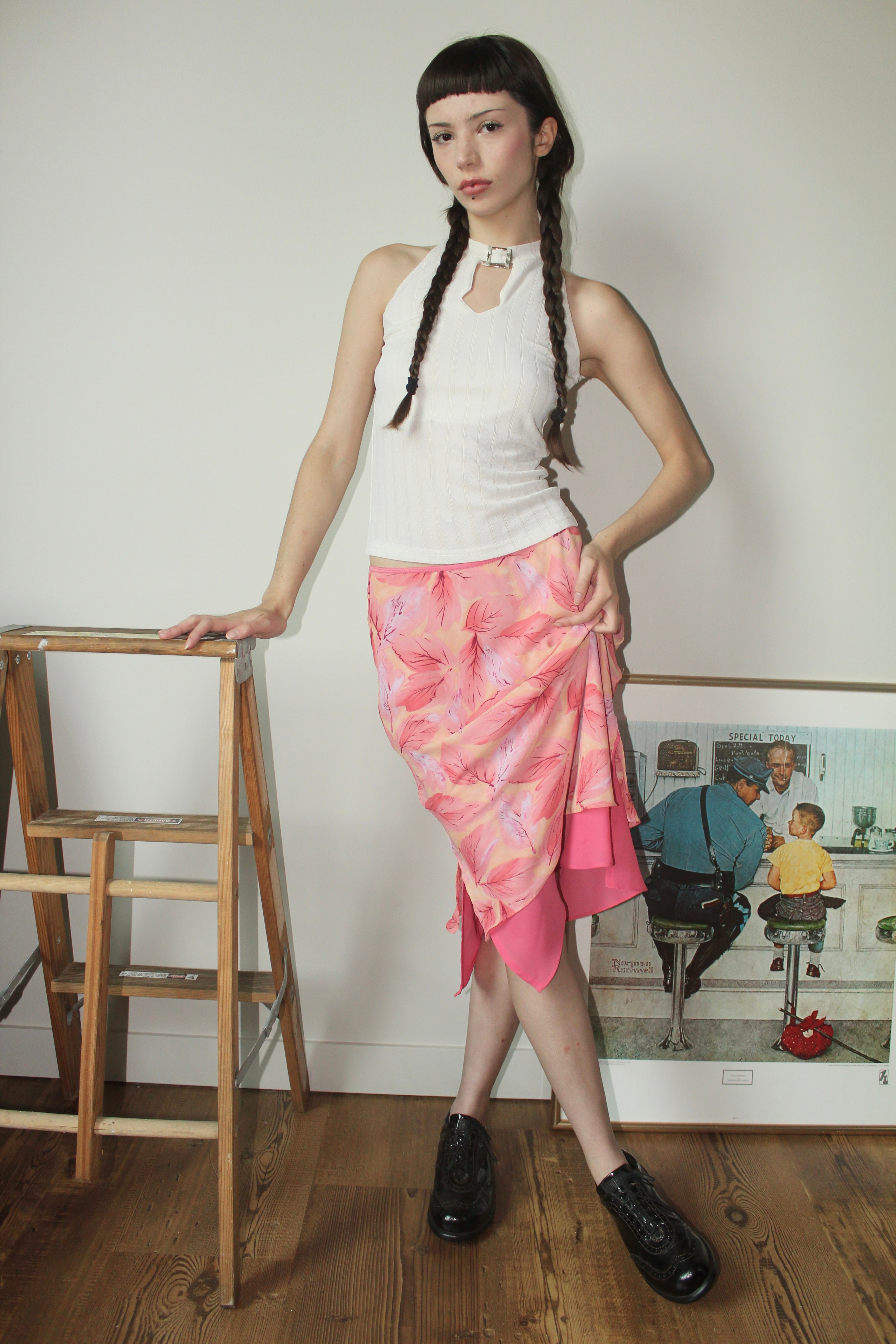 Vintage 90s Layered Leaf Midi Skirt (S)