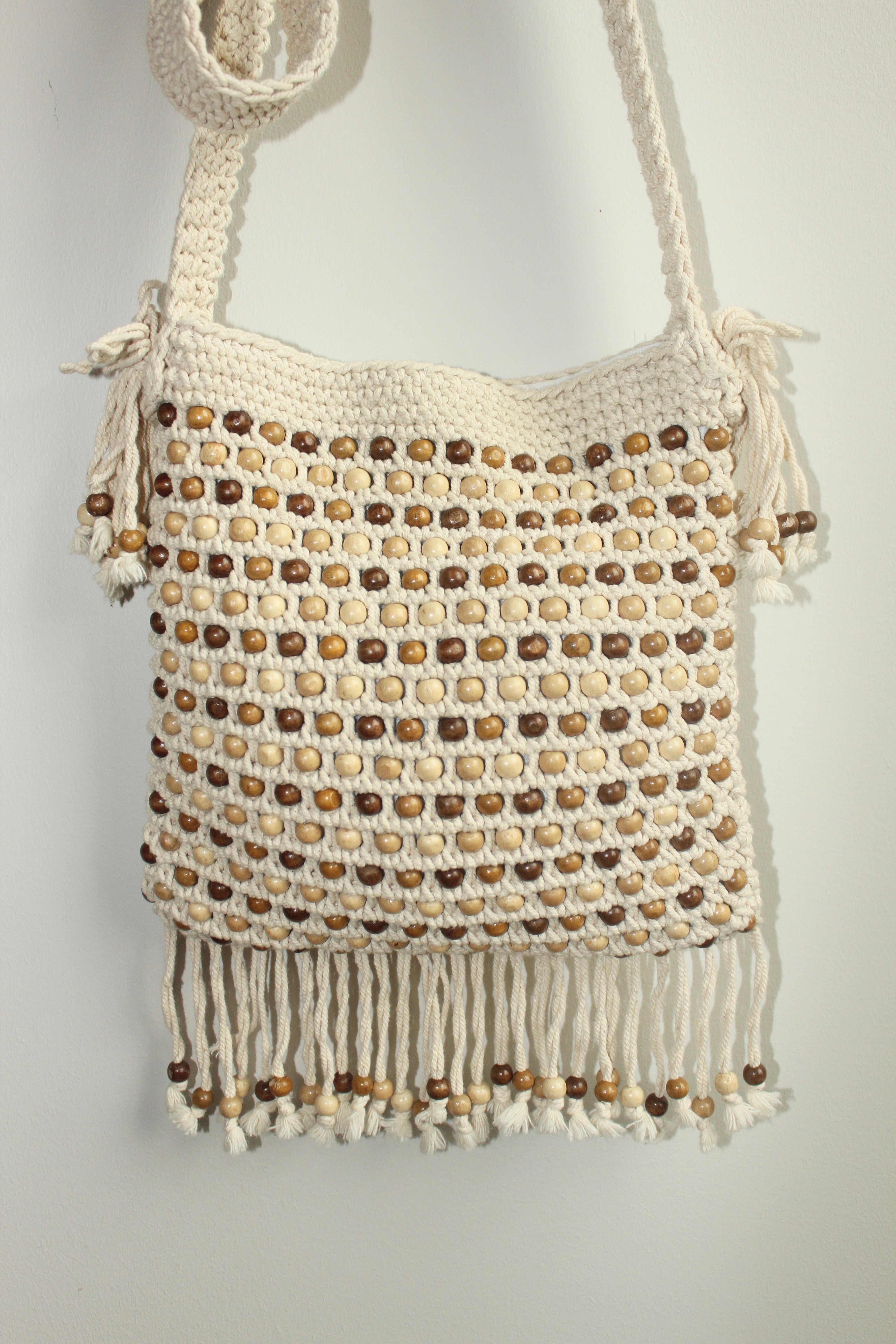 Vintage 90s Beaded Knit Bag