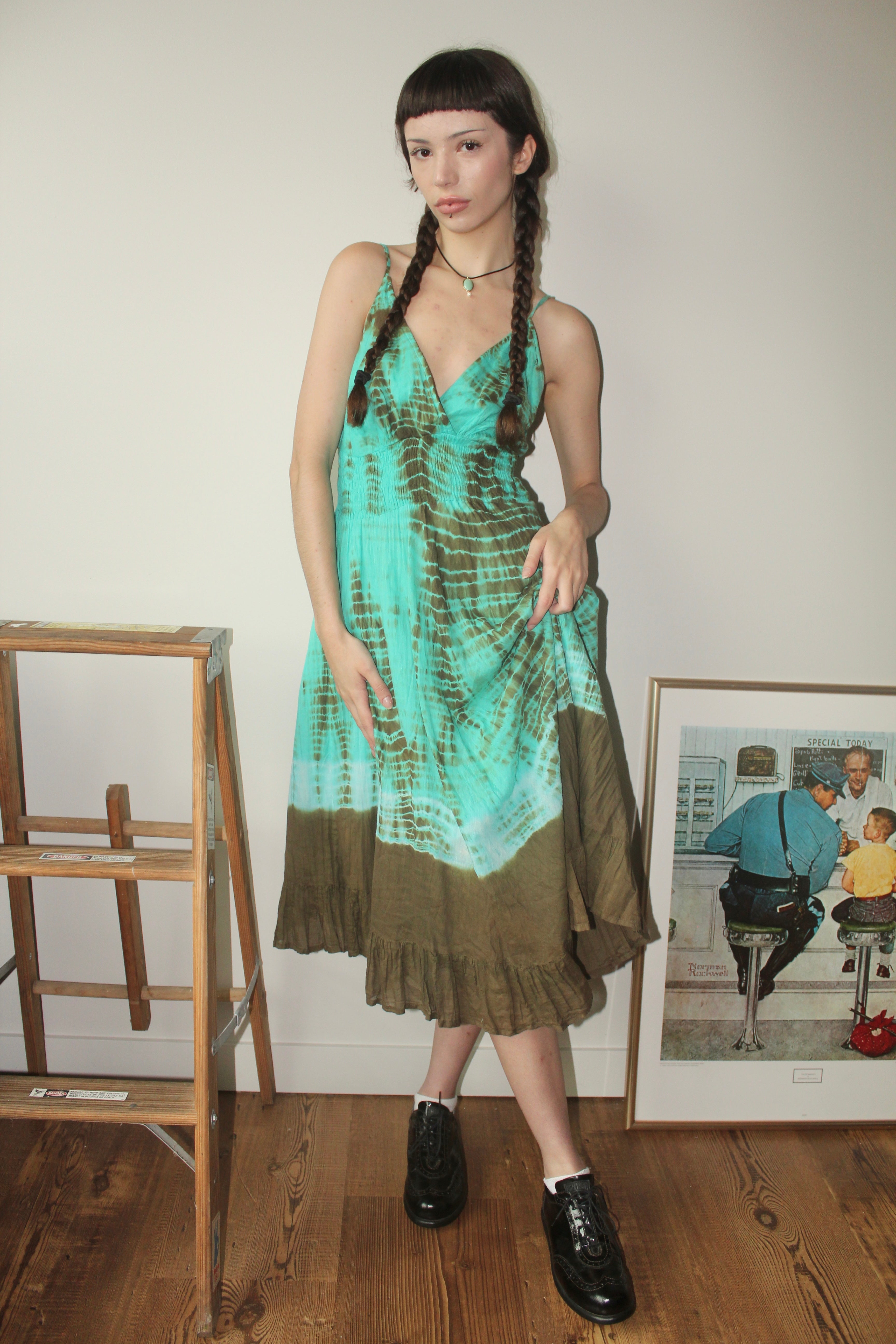 Vintage Boho Midi Dress (M)